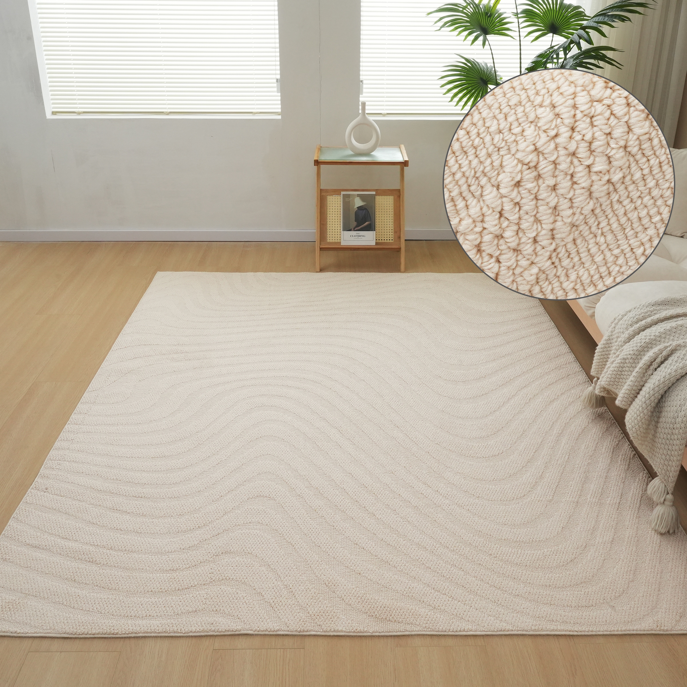 GOODproduct Teppich »Jola Welle, Hoch-Tief-Design« rechteckig 12 mm Höhe Wellenmuster, Boho, Modern, 3D, Wohnzimmer, Schlafzimmer