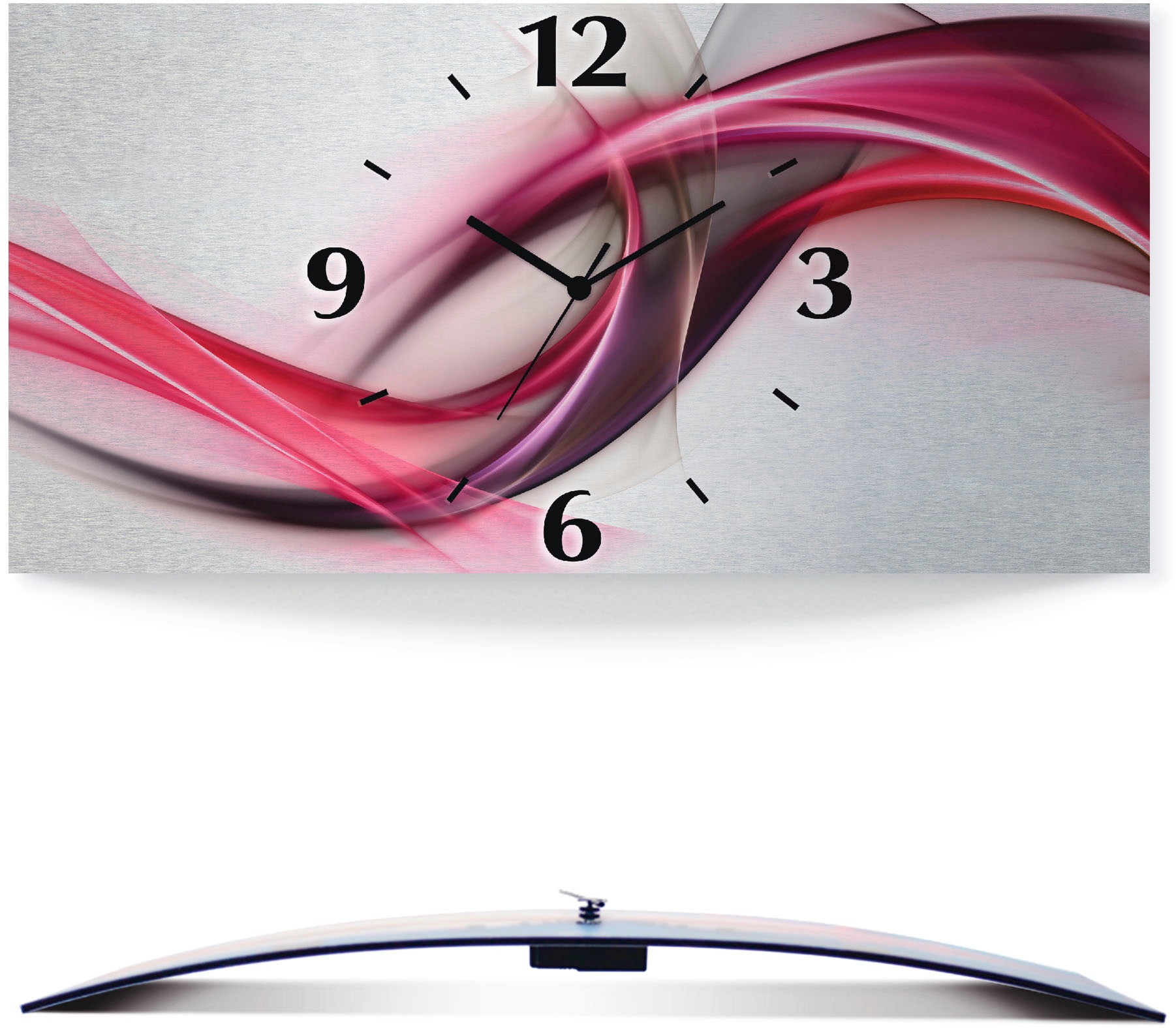 Image of Artland Wanduhr »Ideen«, 3D Optik gebogen, silberfarben-metallic, lautlos, ohne Tickgeräusche, nicht tickend, geräuschlos - wählbar: Funkuhr o. Quarzuhr, moderne Uhr für Wohnzimmer, Küche etc. - Stil: modern bei Ackermann Versand Schweiz