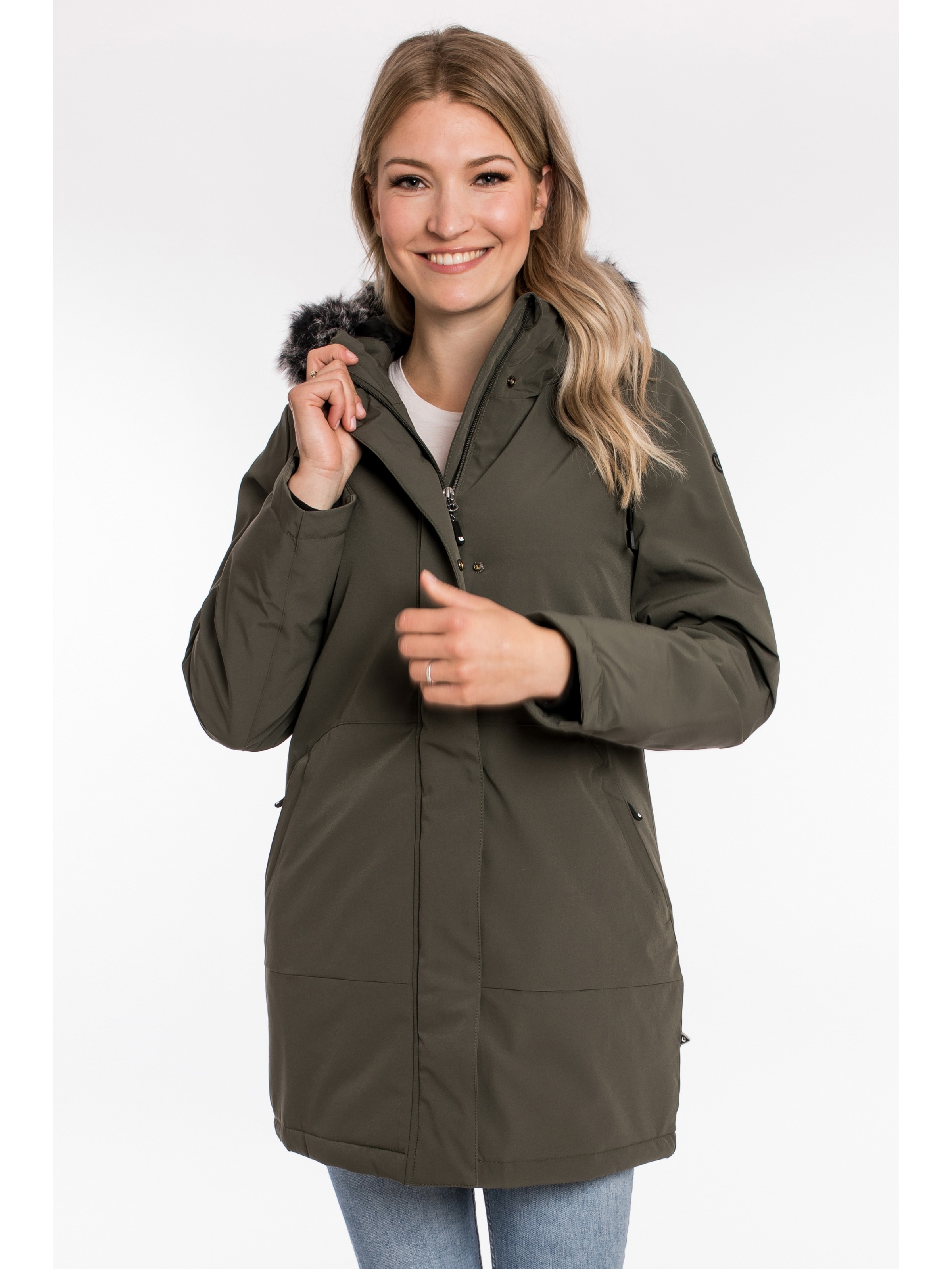 Image of DEPROC Active Parka "DIAMOND PEAK Women" mit abnehmbarem Kunstfellbesatz