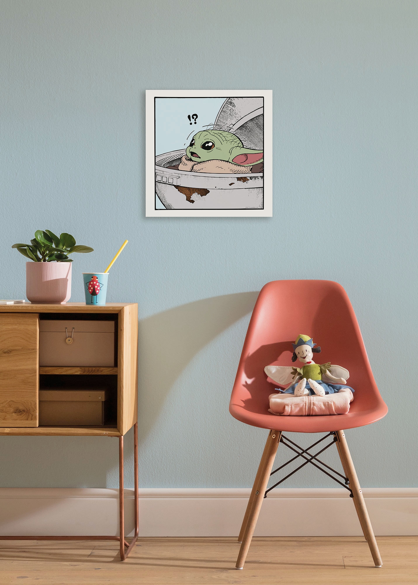 Image of Komar Leinwandbild "Star Wars The Mandalorian Grogu Shocked" Disney 1 Stk. tlg. 40 x 40 cm (Breite x Höhe) - Kinderzimmer, Dekoration