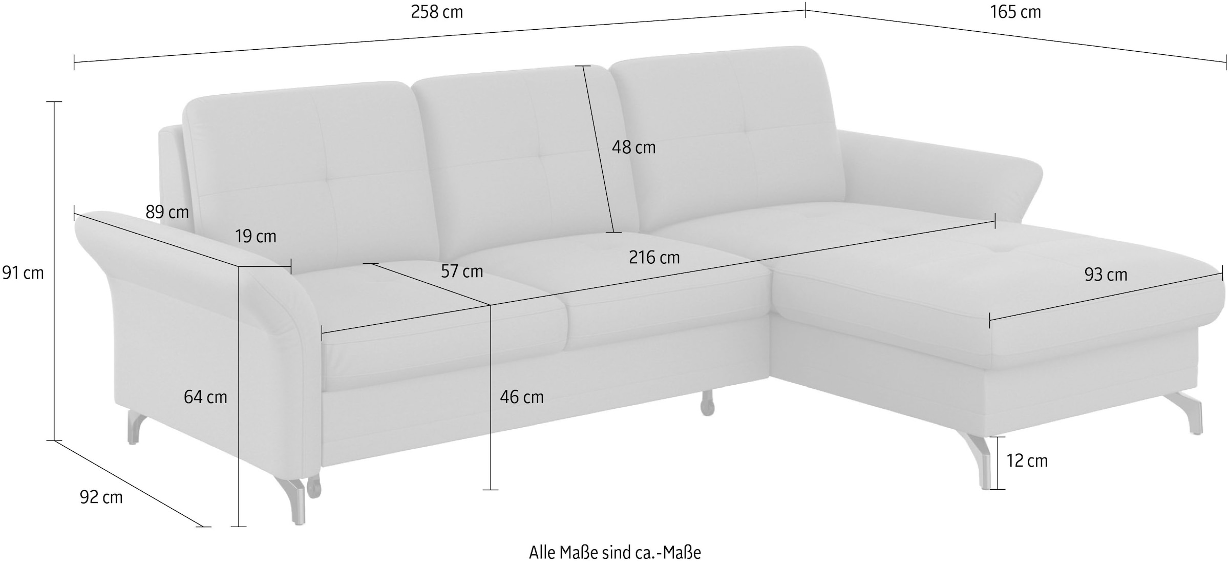 Places of Style Ecksofa »Calando L-Form«, wahlweise mit Bettfunktion, Bettkasten und Armteilfunktion