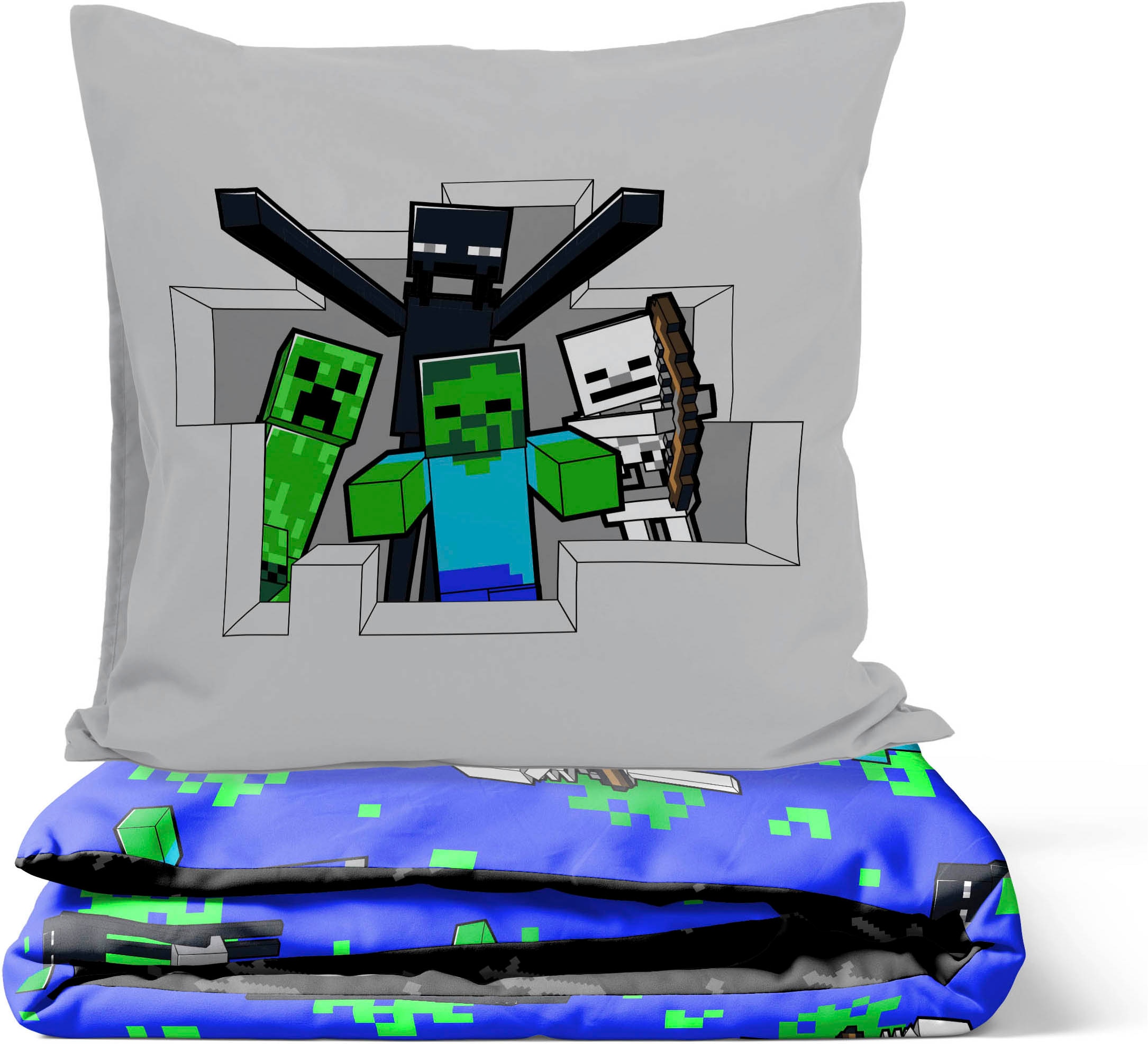 Minecraft Linge de lit pour enfants »Minecraft Fight Back« 2 100% coton