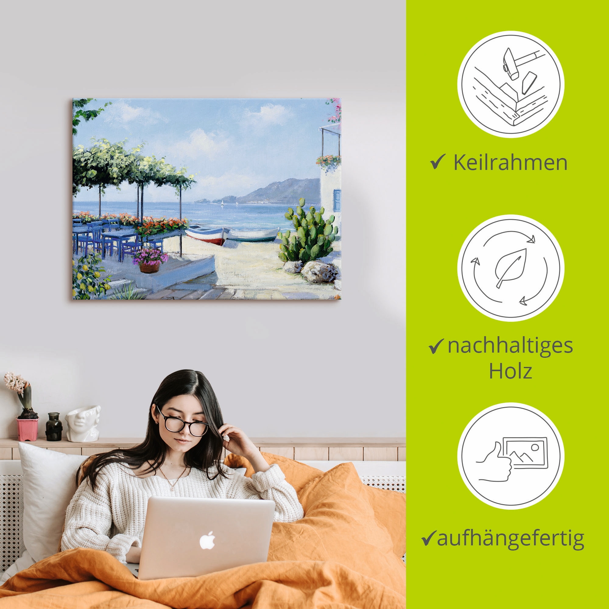 Artland Tableau sur toile »Toller Meeresblick« 1 cuis tlg. auf Holzrahmen gespannt