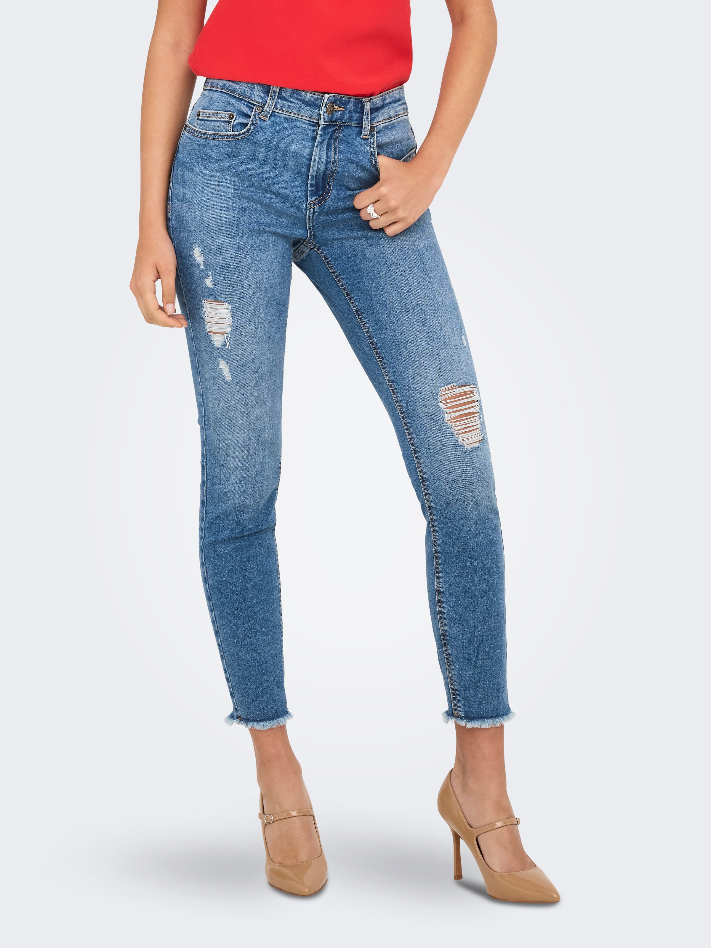 Image of ONLY Skinny-fit-Jeans "ONLBLUSH MID WAIST ANK RW SKINNY DES DNM"
