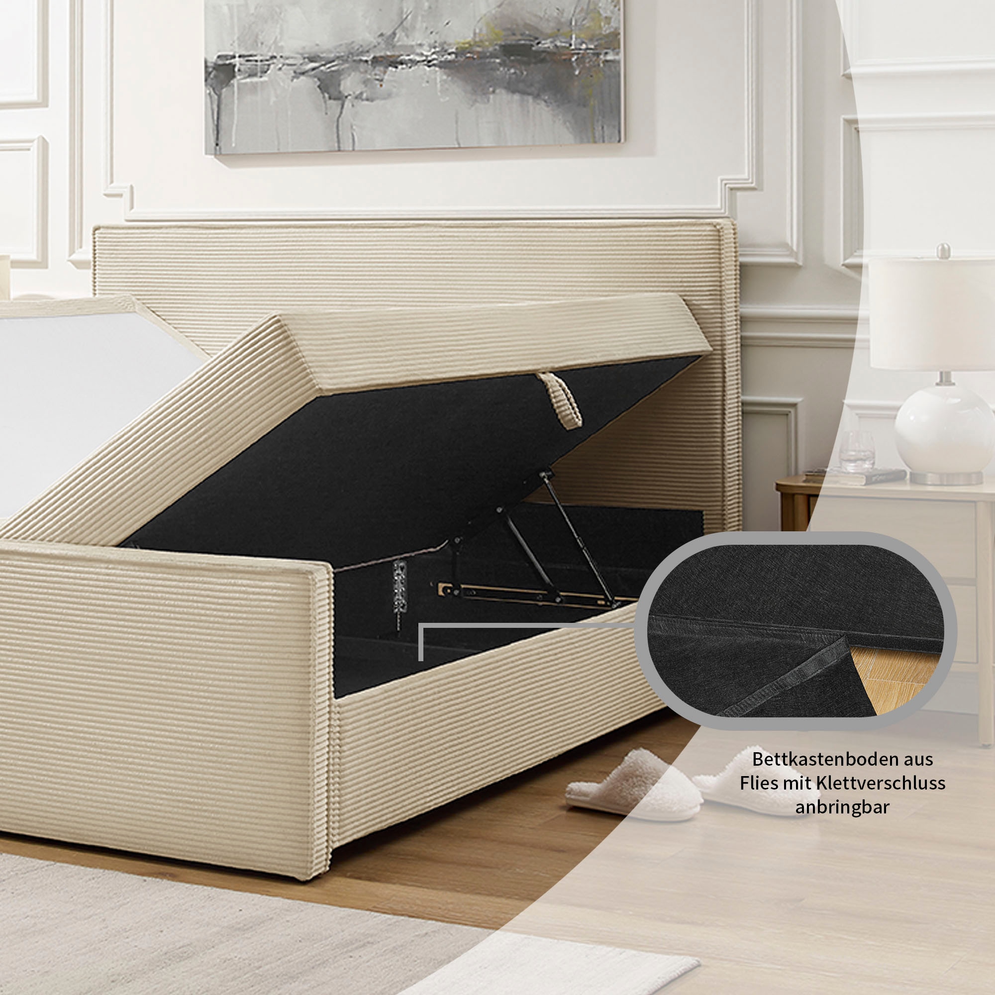 GOODproduct Boxbett »Henno inkl. Bettkasten und Topper, Liegefläche 180x200cm« erhältlich in hochwertigem Cord-Stoff und der Grösse 180x200 cm