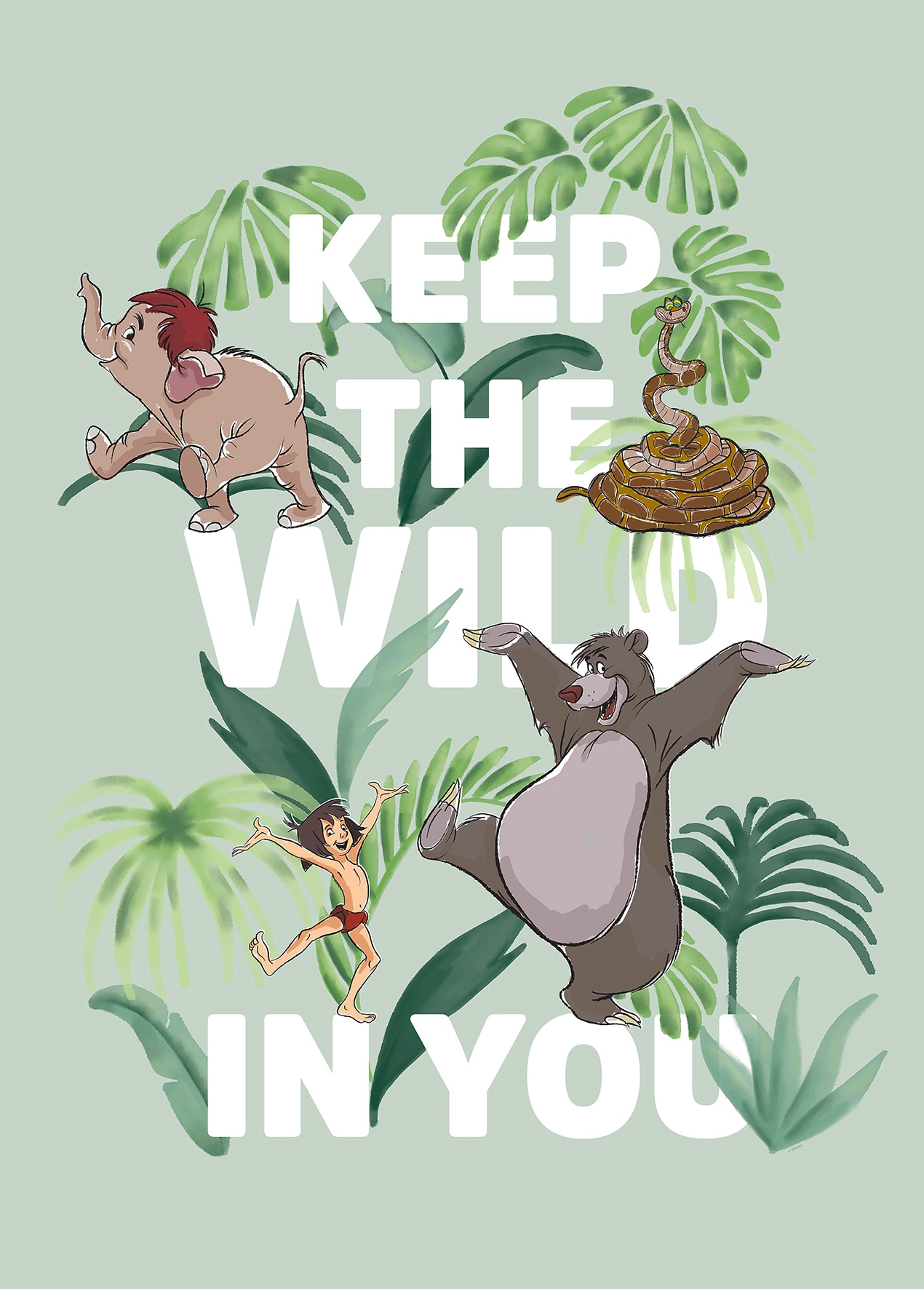 Image of Komar Bild "Jungle Book Keep the Wild" Disney 1 Stk. tlg. Wandbild zur Dekoration im Kinderzimmer - ohne Rahmen