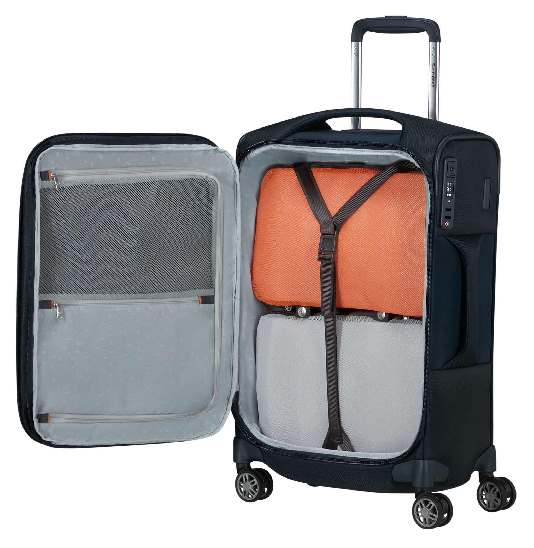 Samsonite 1100000002199 »RE-LITE, verschiedene Grössen und Farben« Set, mit 2 Packwürfeln, 2 Stk. tlg. 36 l 4 Rollen mit arretierbarem und versenkbarem Druckknopf-Trolleysystem