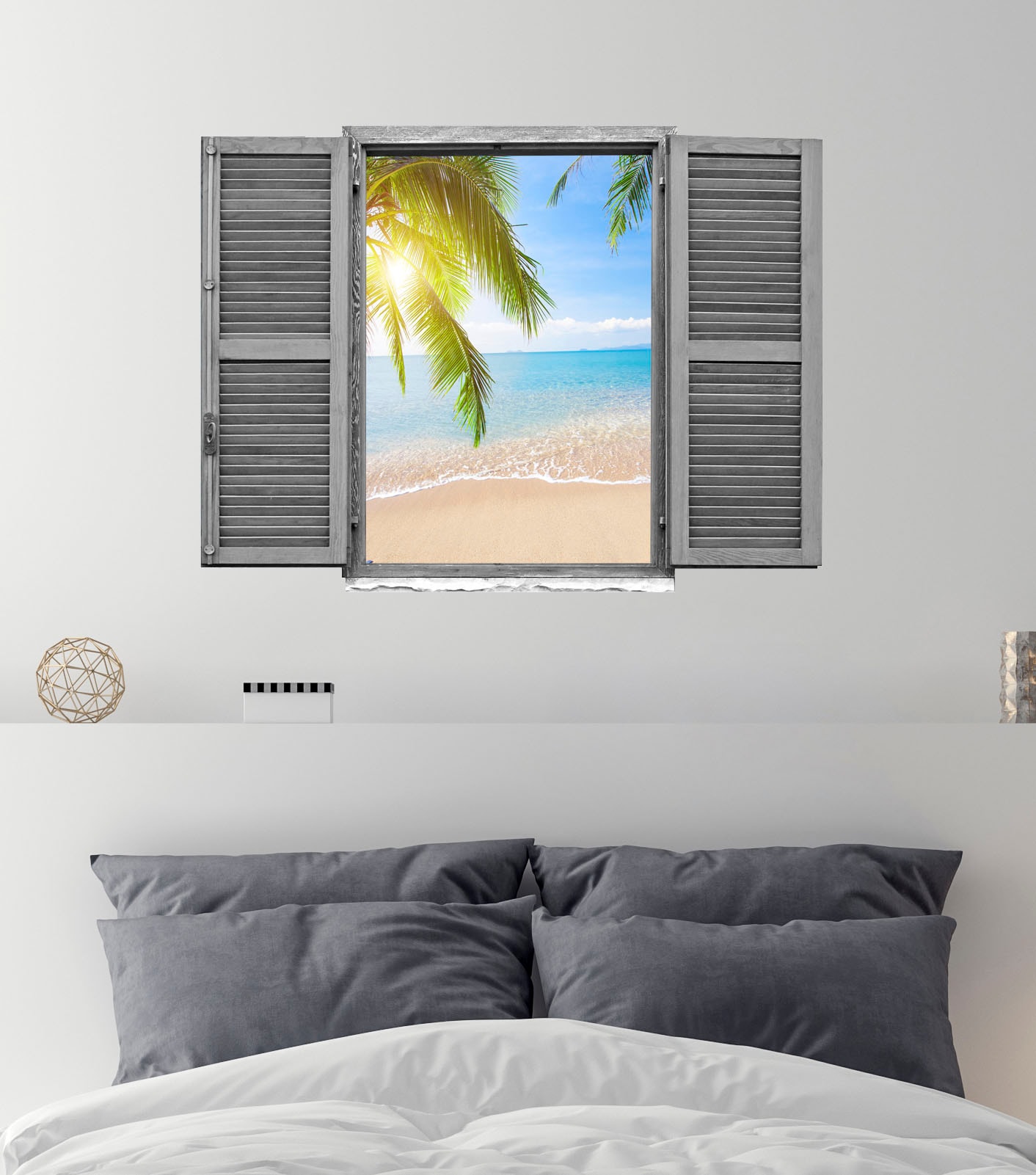 queence Autocollant mural »Strand« Wandsticker, Wandbild, selbstklebend, 3D, Fenster
