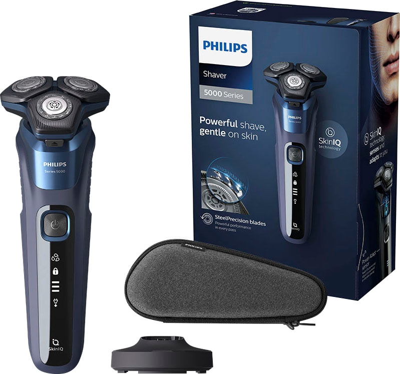 Image of Philips Elektrorasierer "Shaver Series 5000 S5885/35" ausklappbarer Präzisionstrimmer Etui, Ladestand, mit SkinIQ Technologie