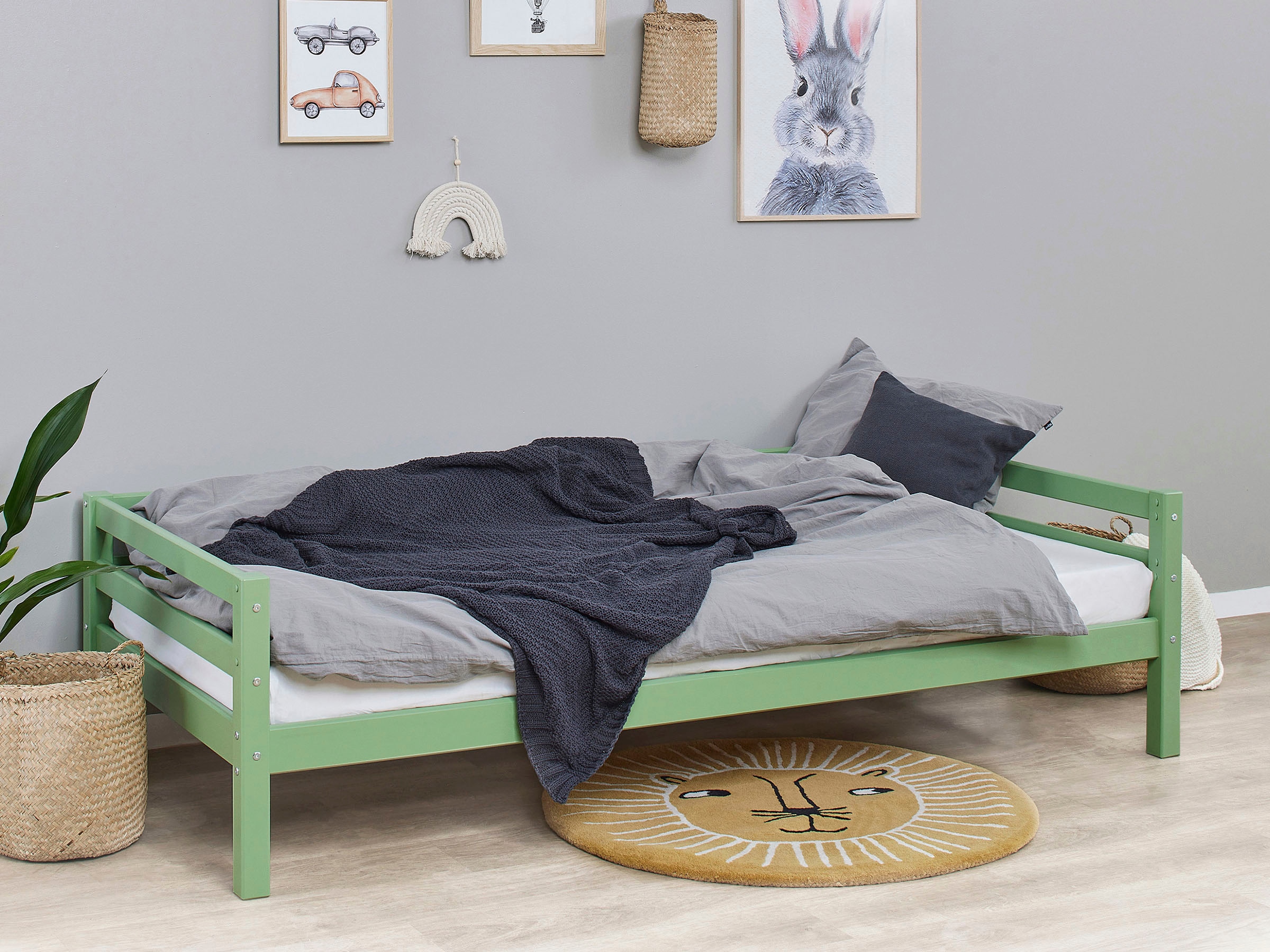 Hoppekids Daybett »Kinderbett ECO Dream, Einzelbett, Juniorbett 90x200«, (Bett), Weiss, Grün, Blau, Rosa, Grau