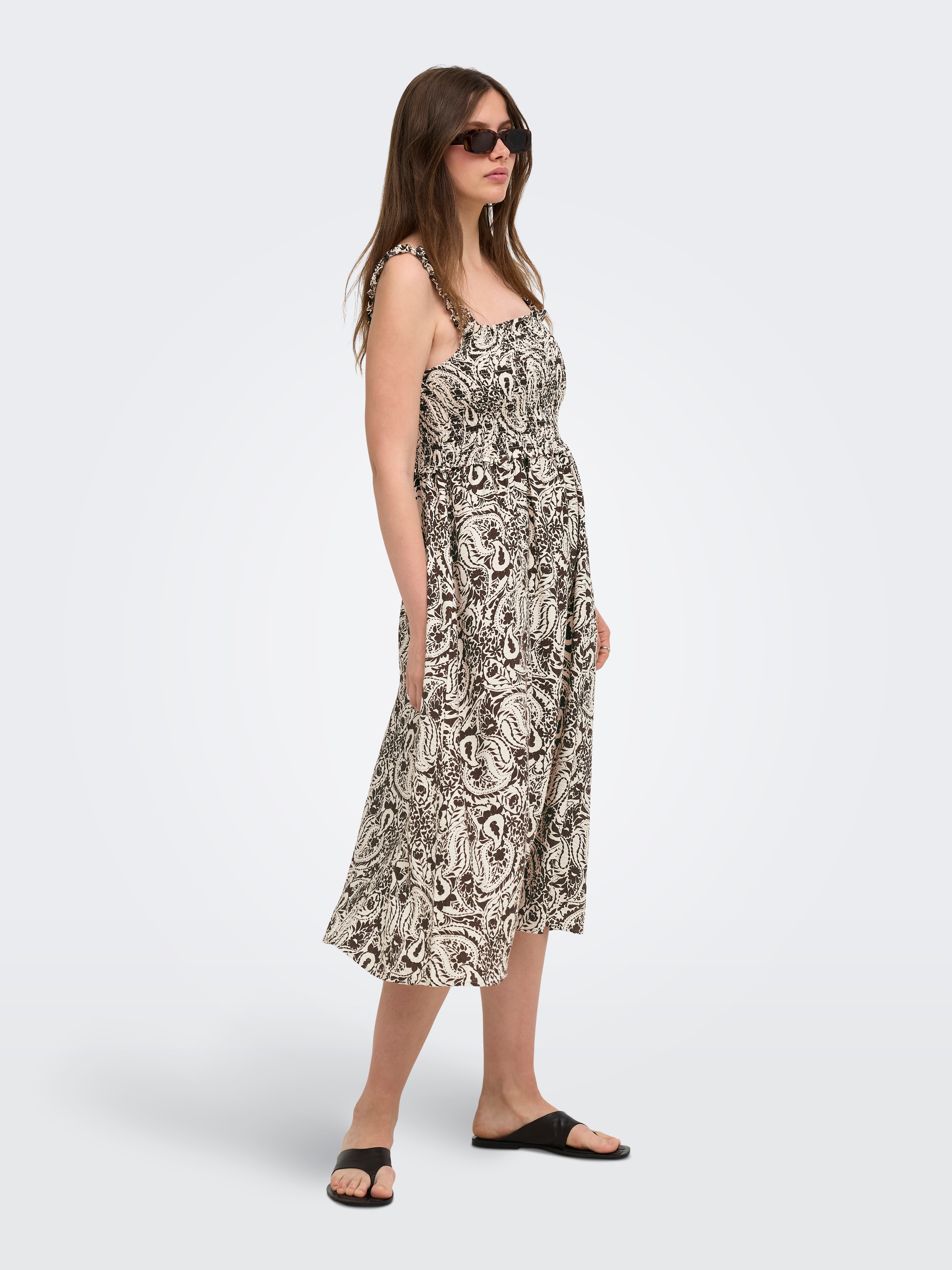 ONLY Druckkleid »ONLLUMIRA S/L LONG SMOCK DRESS WVN EX« Viskosemischung, regular fit