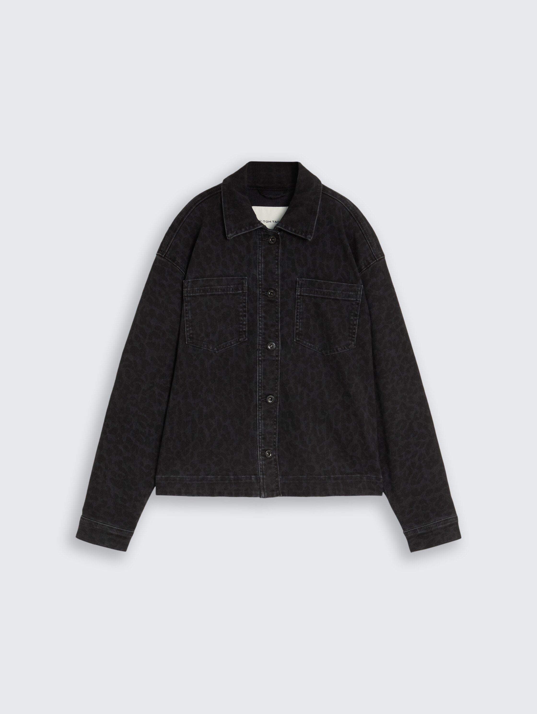 TOM TAILOR Veste en jean »Regular« sans capuche style léopard / col chemise avec patte de boutonnage