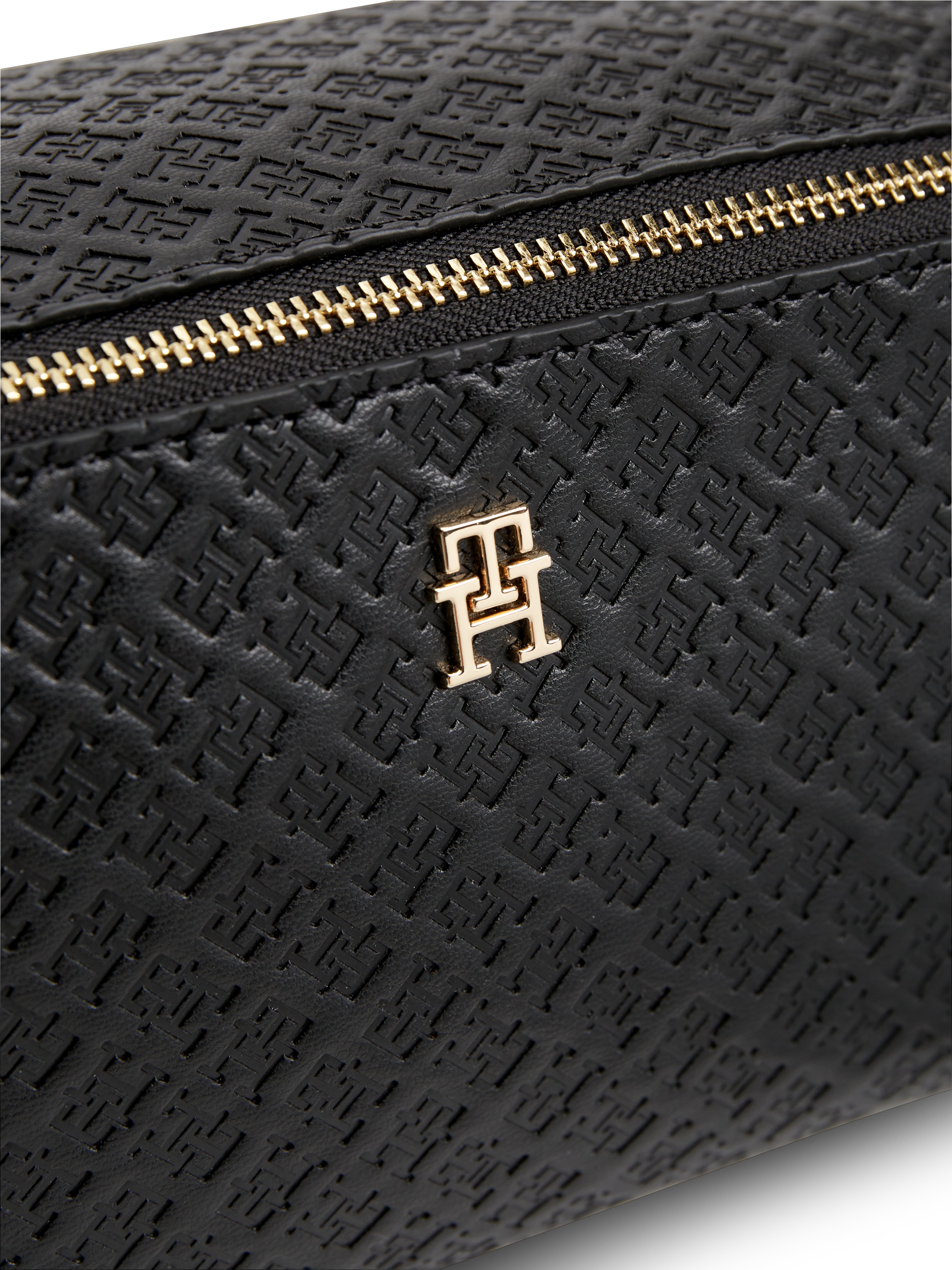 Tommy Hilfiger Kulturbeutel »TH ICON DOUBLE WASHBAG MONO« Unisex Waschbeutel, Kosmetiktasche mit Allover-Logoprägung