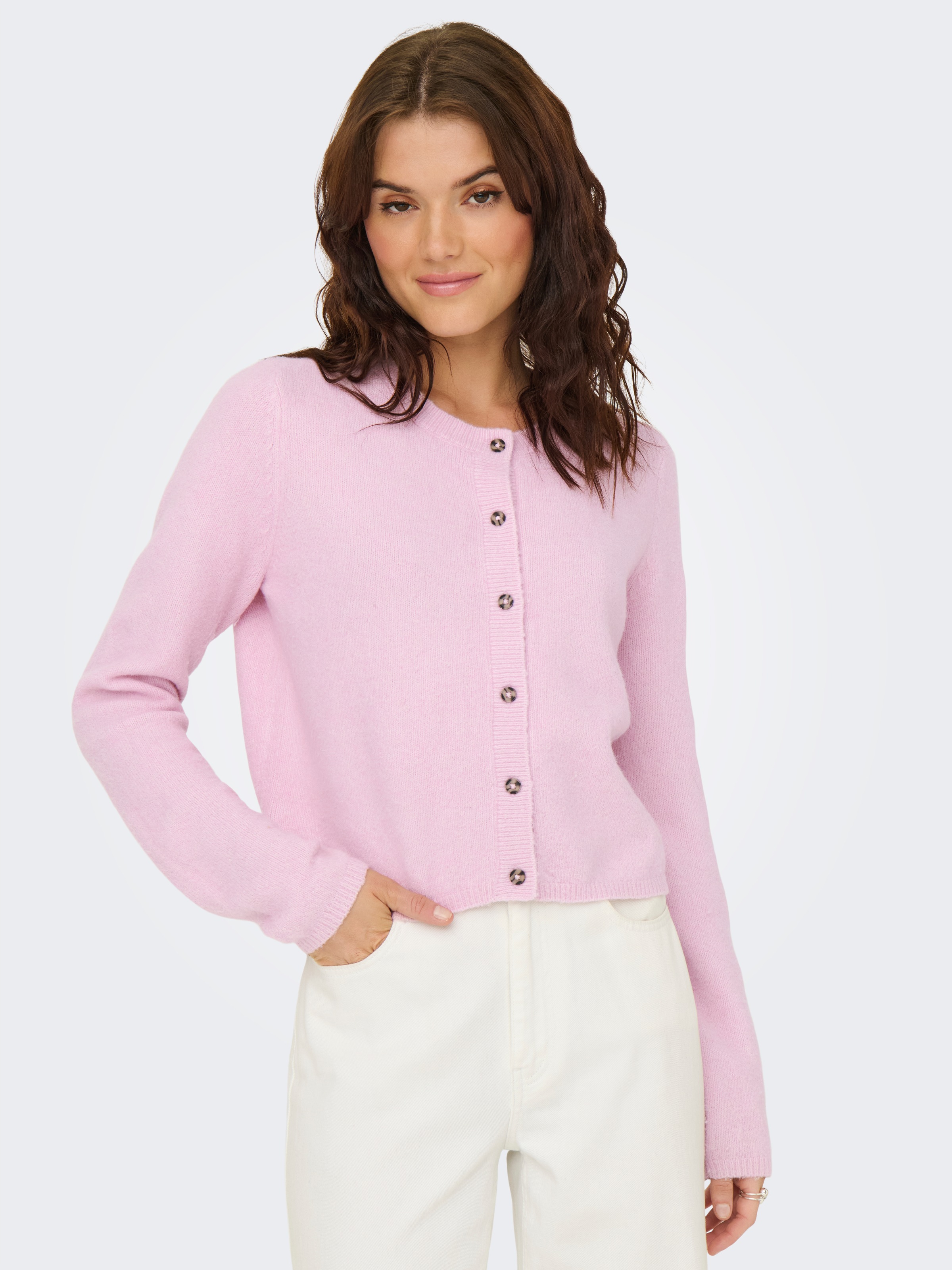 Jdy, Unisex, JDY »JDYCHLOE LIFE L/S CARDIGAN KNT NOOS«, sweet lila detail:melange, M, Gestrickter Cardigan von JDY