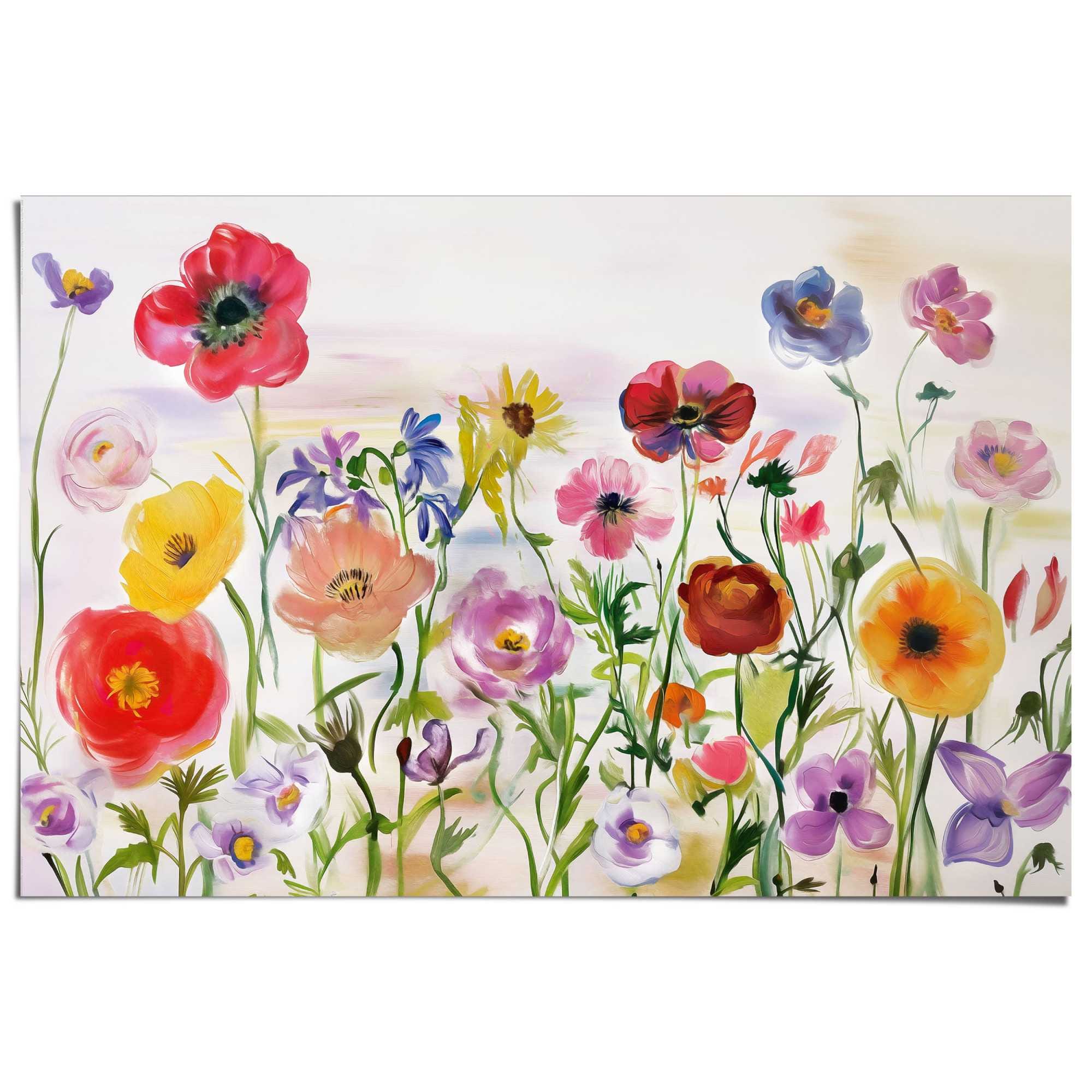 Image of Reinders Poster "Blumenfeld" Hobbyraum - Beige - 150 gr. Papier - Blumen und Pflanzen - 91,5x61 cm