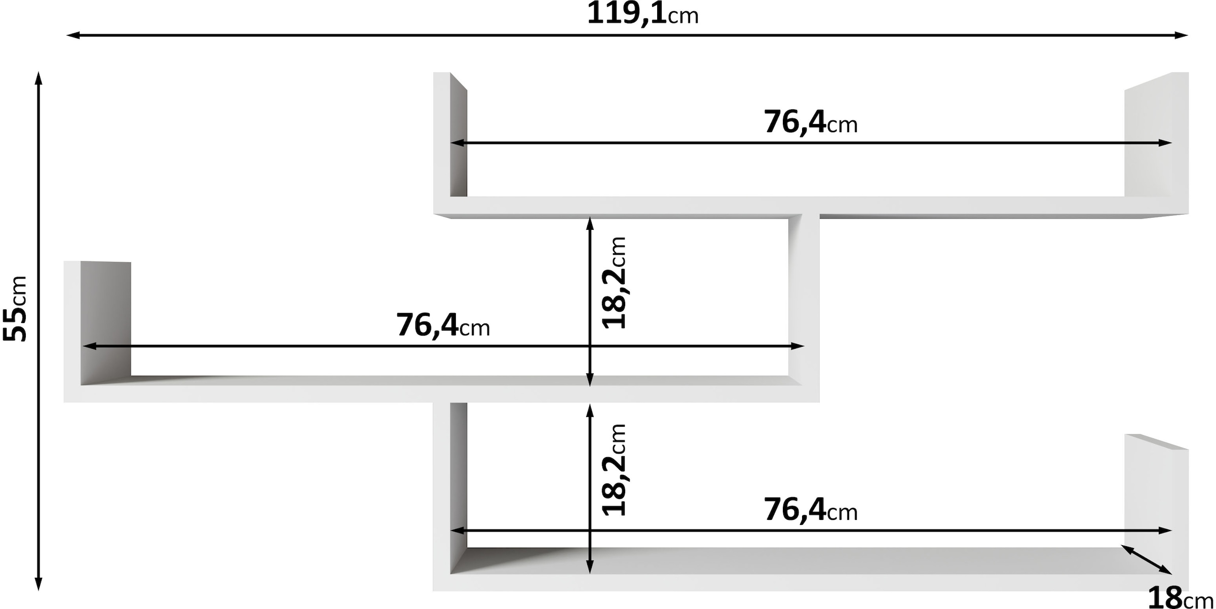 Home affaire Wandboard »Wandregal Trio« 1 Stk. tlg. Hängeregal mit 3 Ablageflächen, modernes Design, variabel einsetzbar