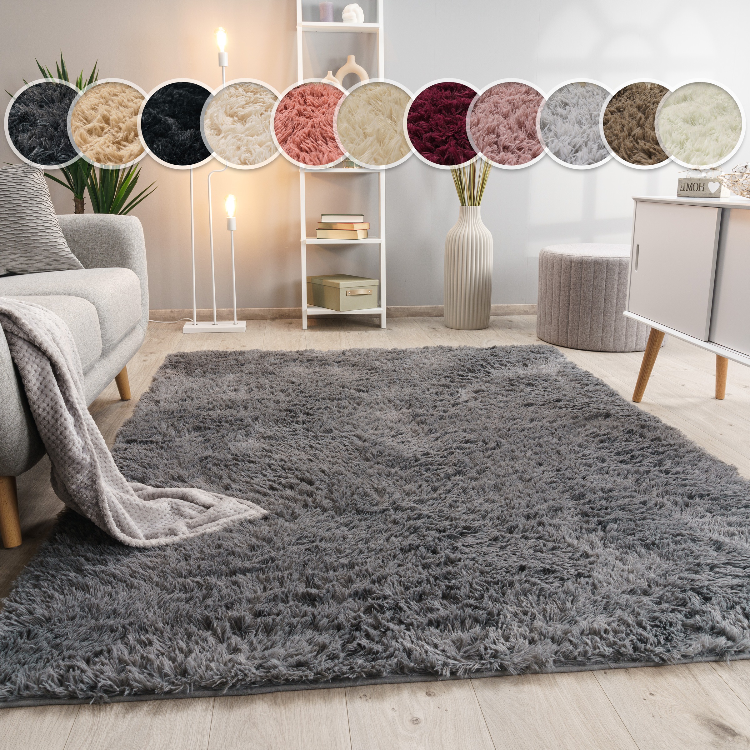 Image of Paco Home Hochflor-Teppich "Silky 591" rechteckig 37 mm Höhe Uni-Farben, besonders weich und kuschelig