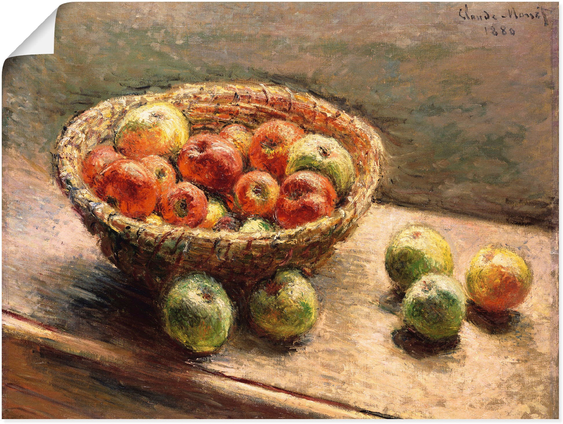 Image of Artland Wandbild »Ein Korb mit Äpfeln. 1880«, Arrangements, (1 St.), in vielen Grössen & Produktarten -Leinwandbild, Poster, Wandaufkleber / Wandtattoo auch für Badezimmer geeignet bei Ackermann Versand Schweiz