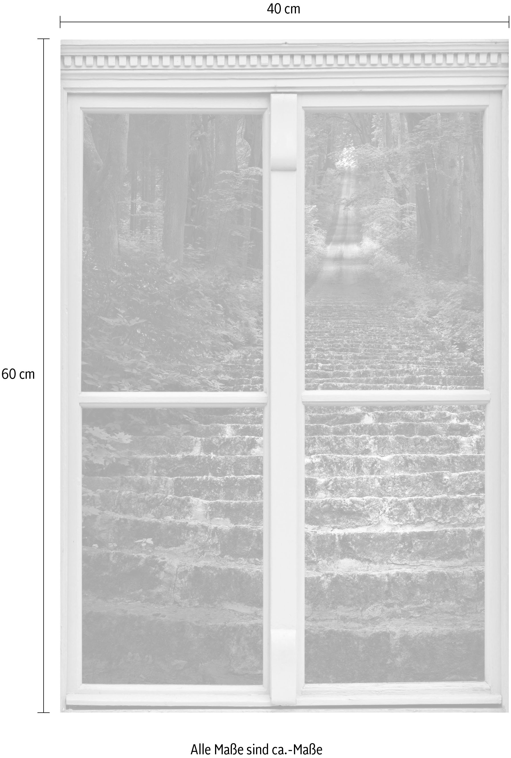 queence Wandsticker »Treppe im Wald«, Wandsticker, Wandbild, selbstklebend, 3D, Fenster