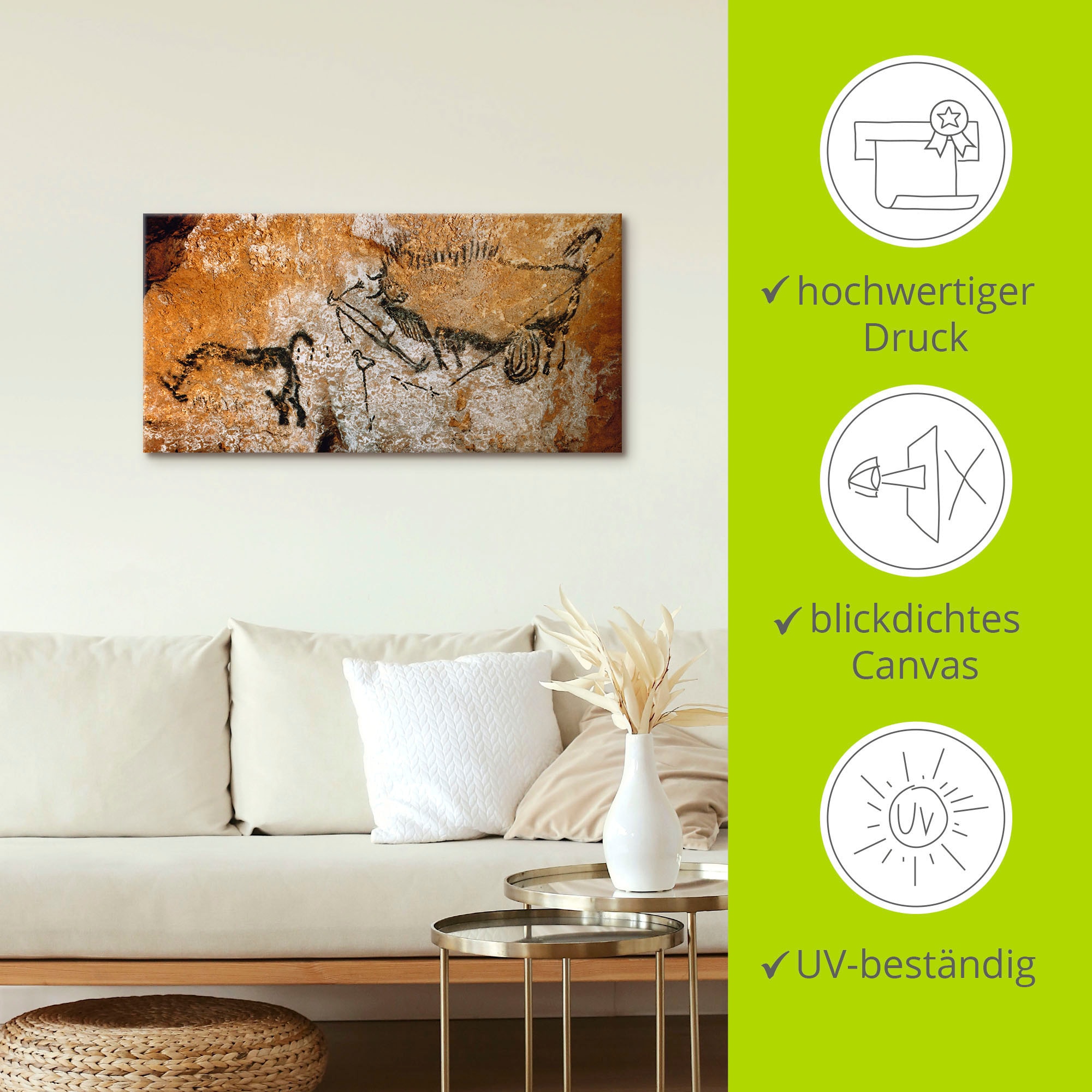 Artland Tableau sur toile »Höhle von Lascaux 17000 v Chr« 1 cuis tlg. auf Holzrahmen gespannt