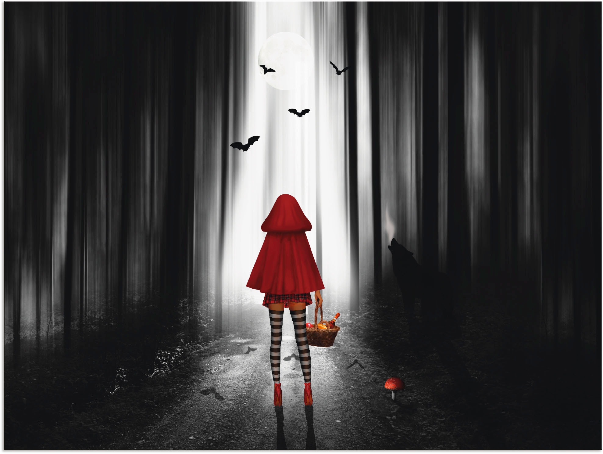 Artland Wandbild »Das Rotkäppchen auf High Heels«, Dark Fantasy, (1 St.), als Alubild, Outdoorbild, Leinwandbild, Poster in verschied. Grössen