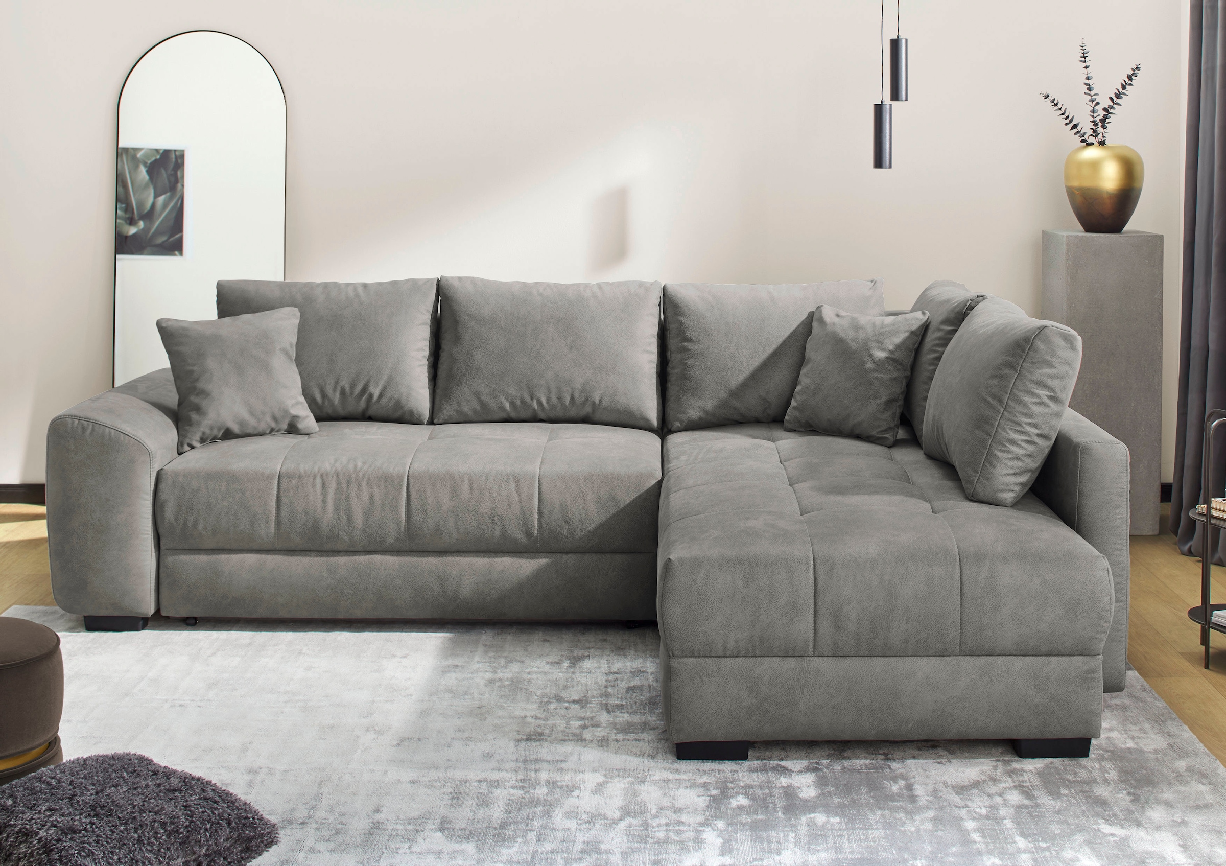Image of Jockenhöfer Gruppe Ecksofa "Amalfi L-Form, B: 270 cm, Liegefl. 146x224 cm, Dauerschlafsofa" Couch mit Tonnentaschen-Federkern, Topper, Bettkasten & Kissen