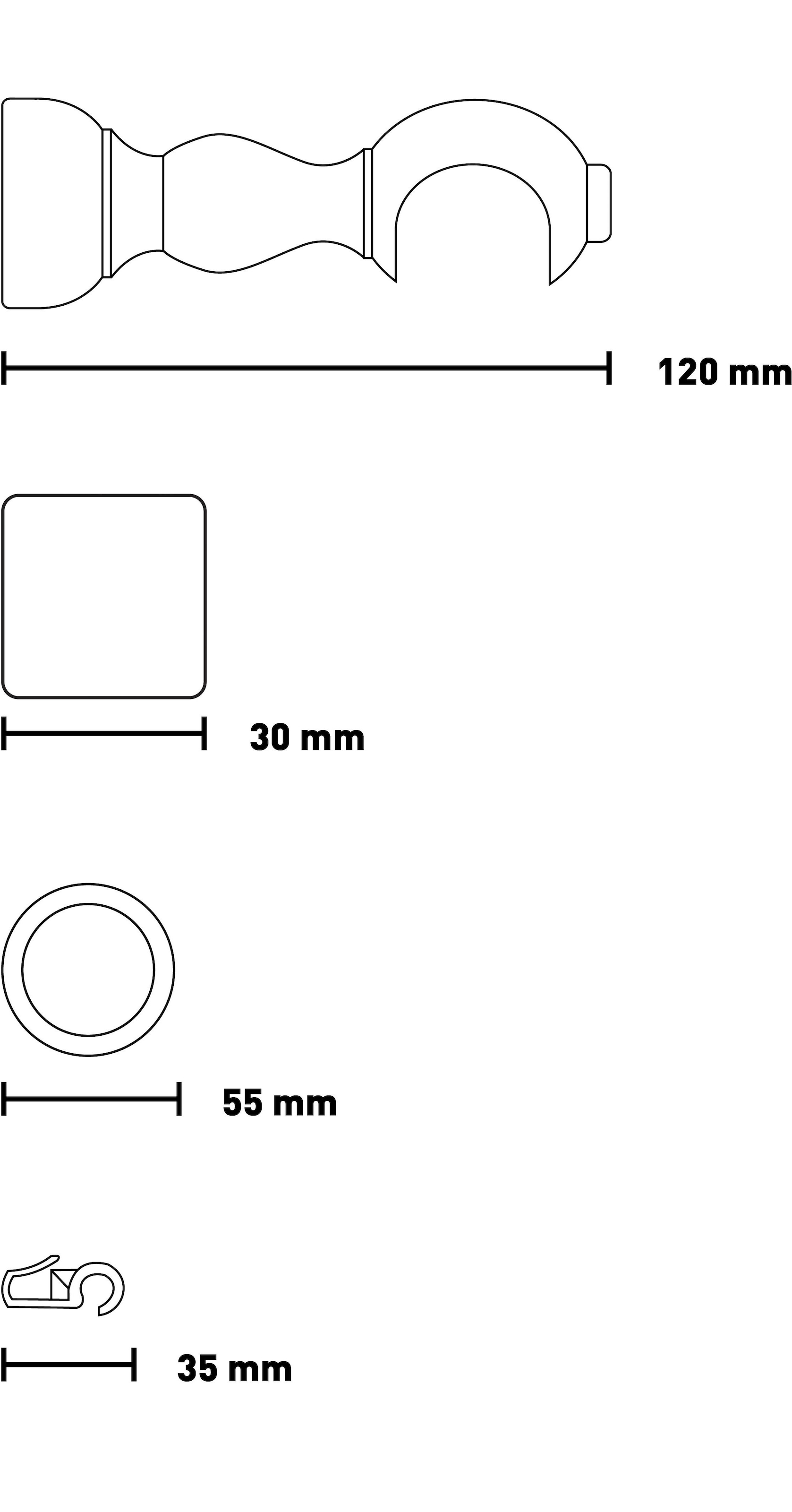 SN DECO GROUP Tringle à rideaux »Cafiro« 1 läufig-läufig Fixmass 28 mm, Holz, verschiedene Längen und Farben, Komplettset