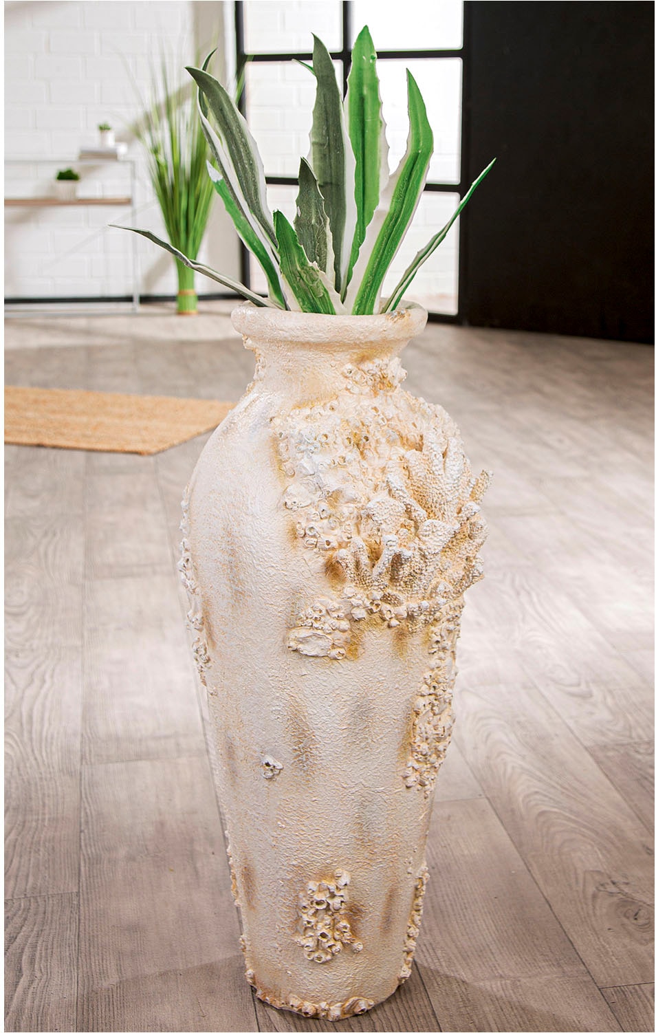 GILDE Bodenvase »Bodenvase Amphora Seychelles weiss H. 80,5 cm«