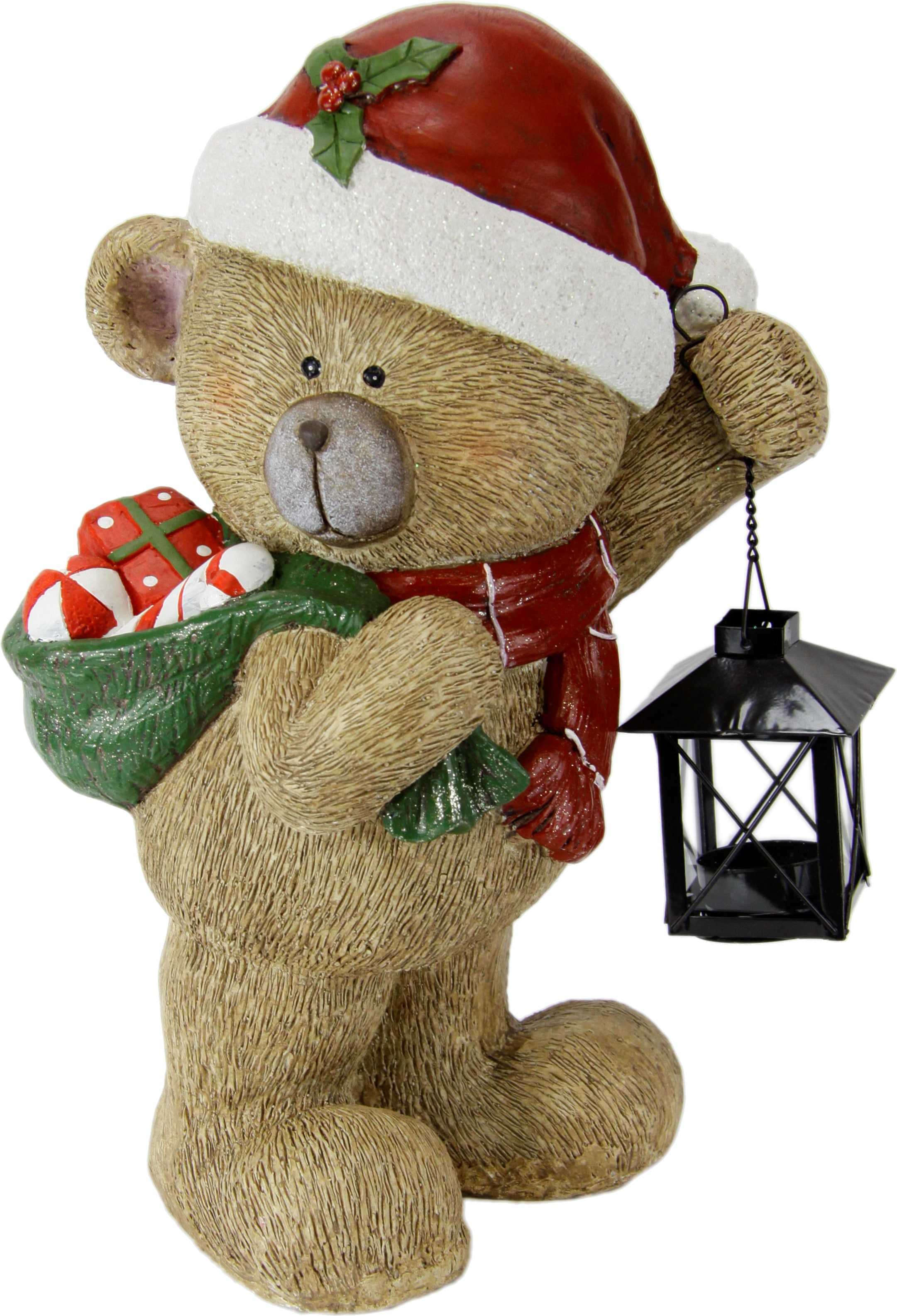 Image of I.GE.A. Dekofigur "Bär mit Lampe" Figur Statue Weihnachtsfigur Ornament Weihnachtsdeko Adventskränze
