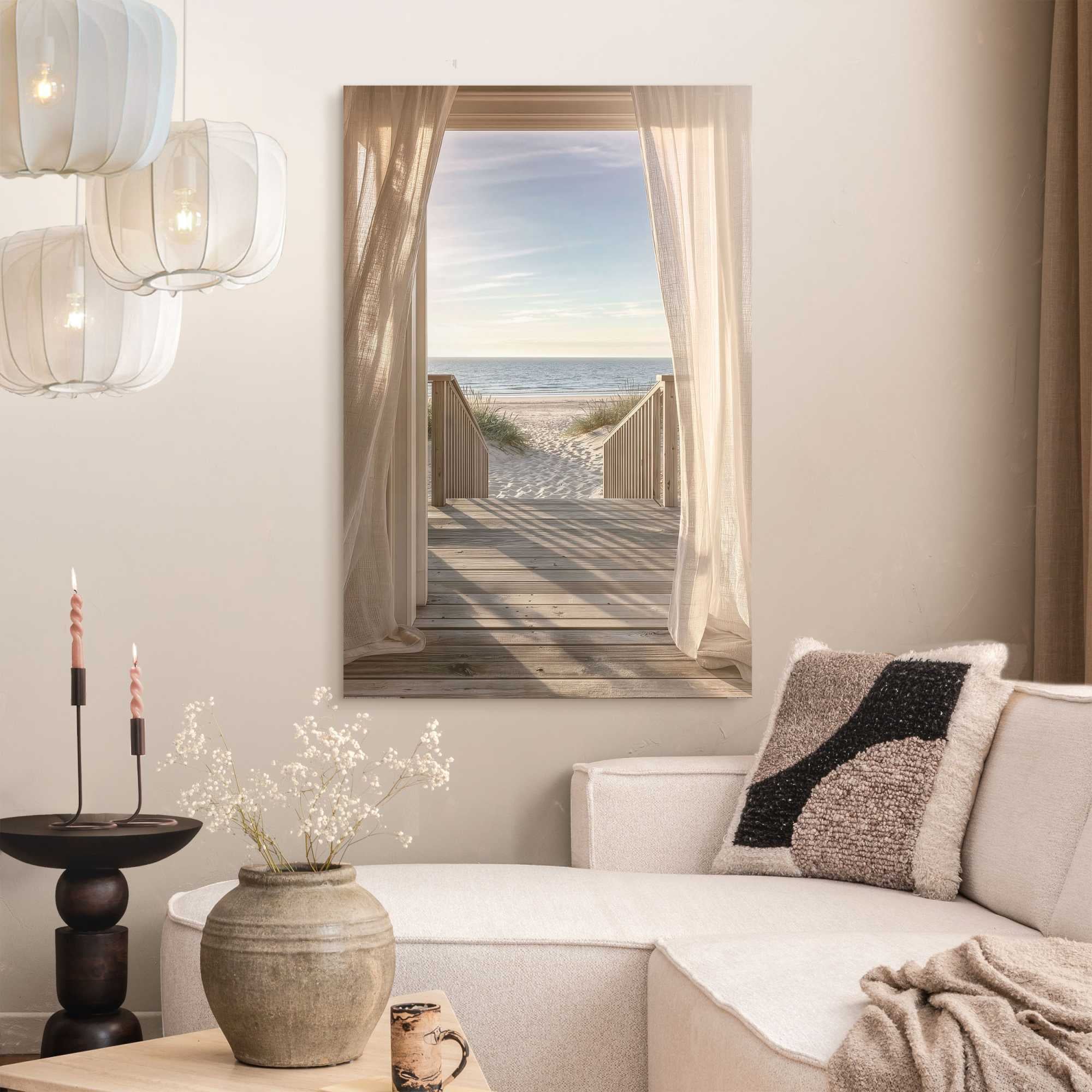 Image of Reinders Deco-Panel "Strandweg zum Meer" Landschaften 1 Stk. tlg. Hobbyraum - Beige - MDF - Strand - 60x90 cm
