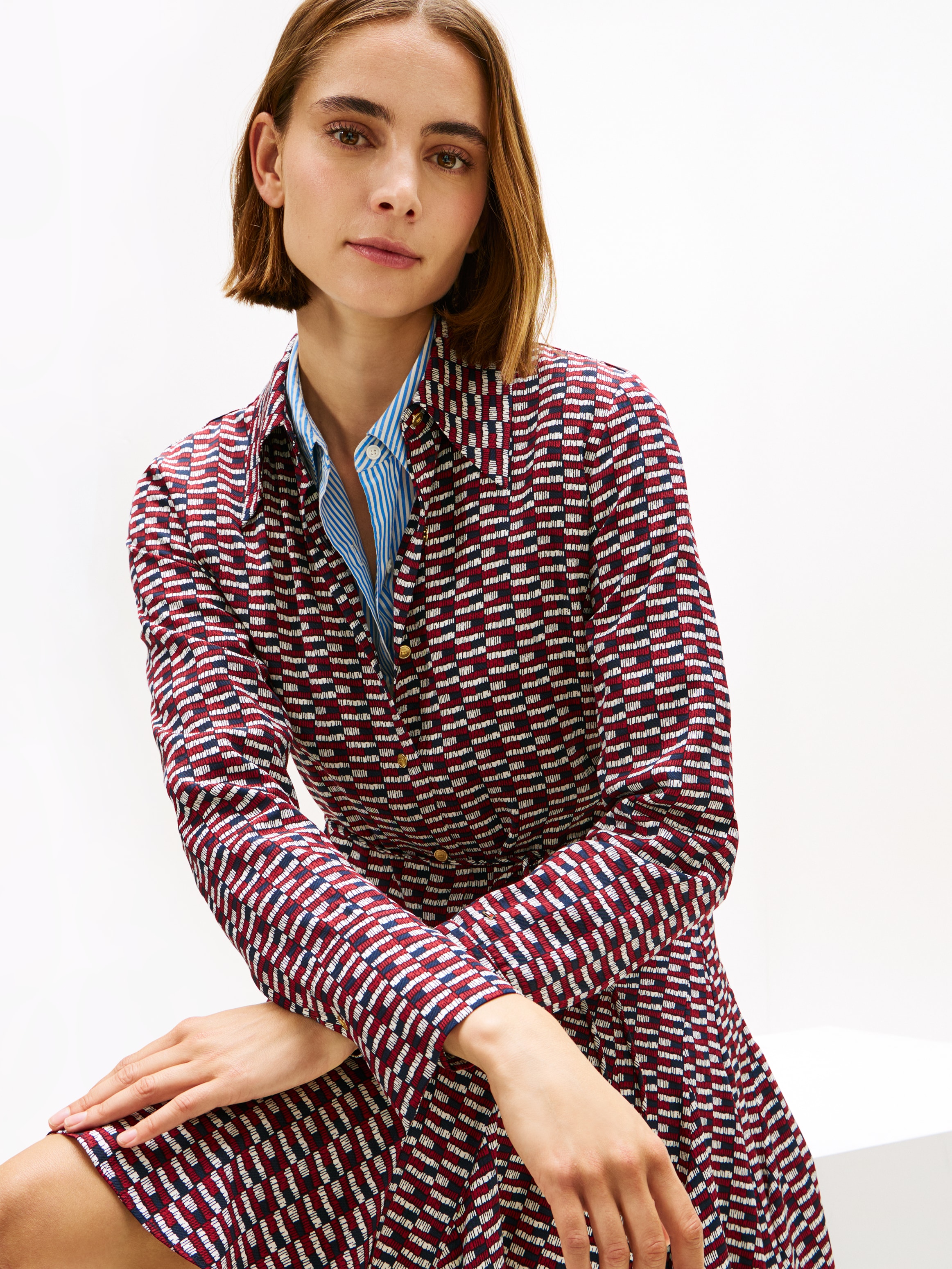 Tommy Hilfiger Mini-robe »VIS TWILL LS MINI DRESS«
