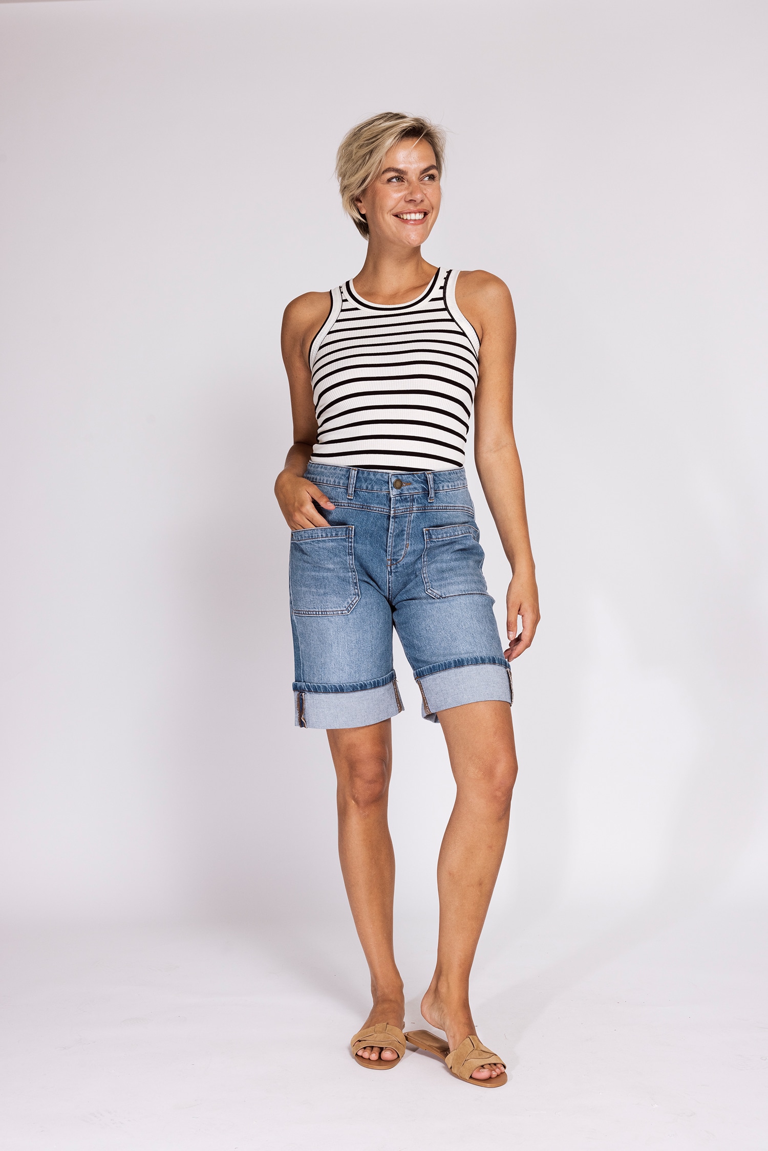 Zhrill Bermudas »KARLI DENIM SHORTS«  normale Passform, für Freizeit, mit breitem Aufschlag, mit Stretch