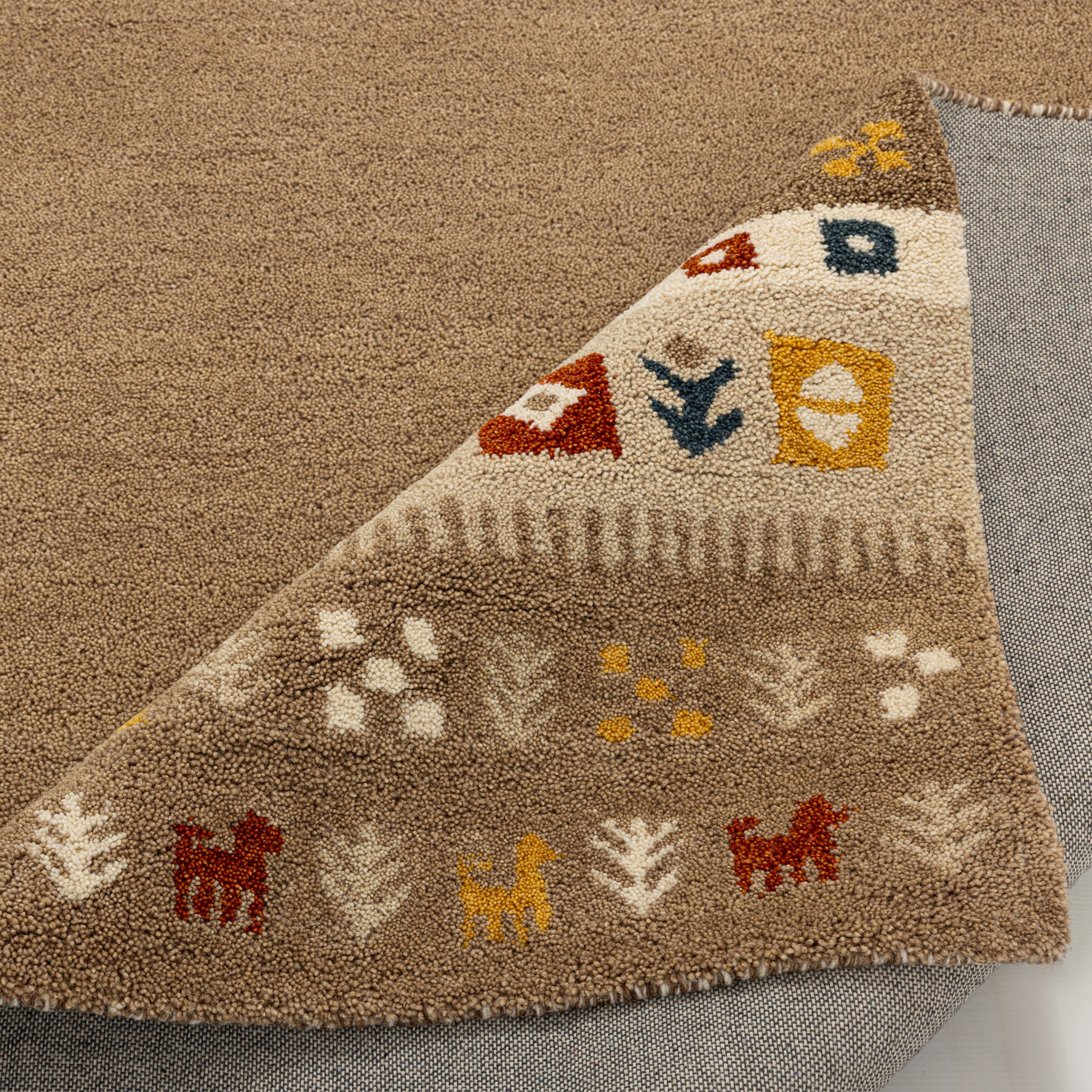 THEKO Tapis en laine »Gabbeh Rahmen, reine Wolle, Handgefertigt, mit Bordüre« Rectangulaire 14 mm Höhe Motif animalier, salon, chambre à coucher, salle à manger