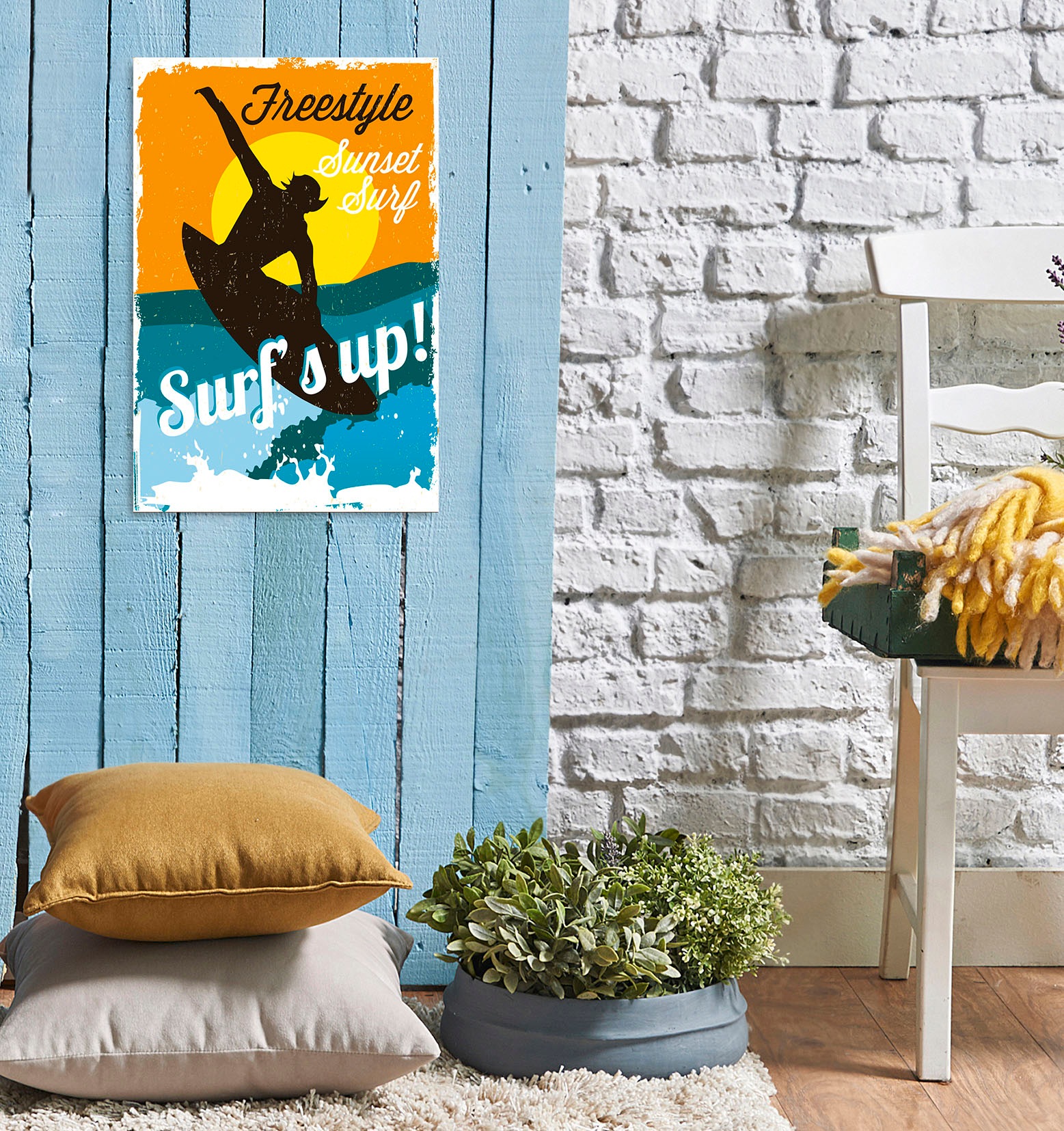 Image of queence Metallbild "Surfs up" 1 Stk. tlg. Stahlschilder