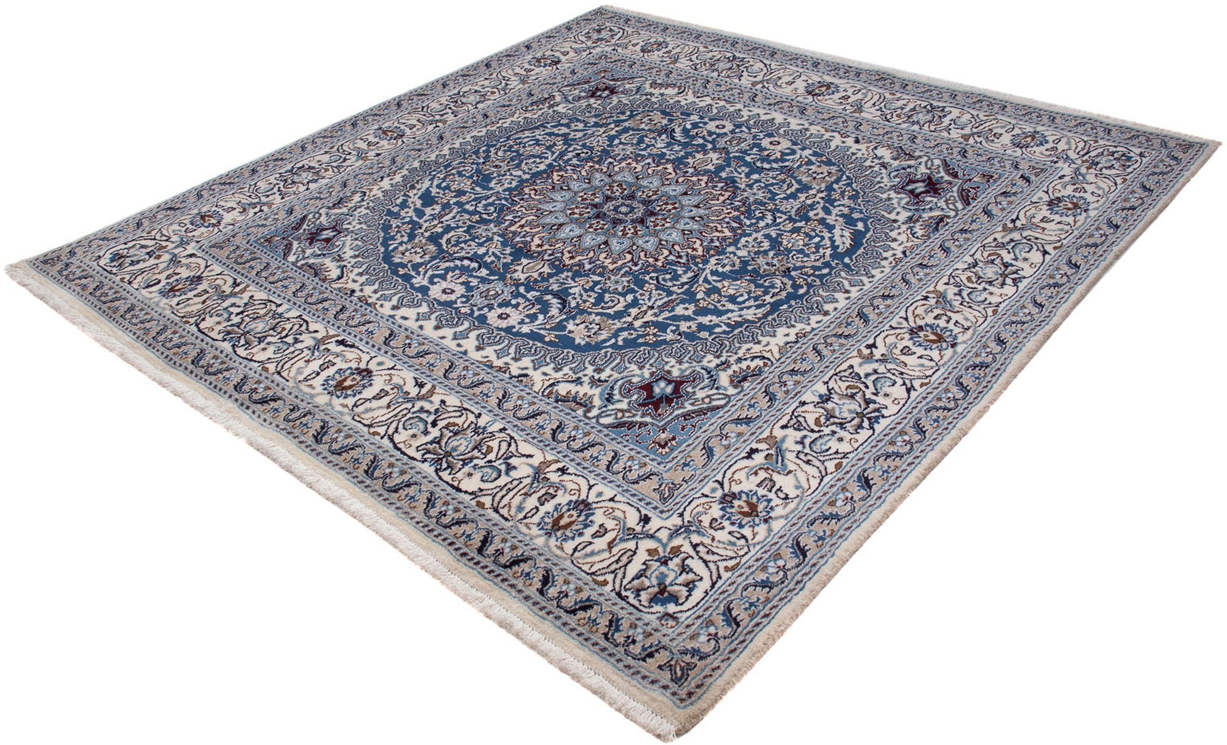 Image of morgenland Orientteppich »Perser - Nain quadratisch - 205 x 193 cm - blau«, quadratisch, 10 mm Höhe, Wohnzimmer, Handgeknüpft, Einzelstück mit Zertifikat bei Ackermann Versand Schweiz