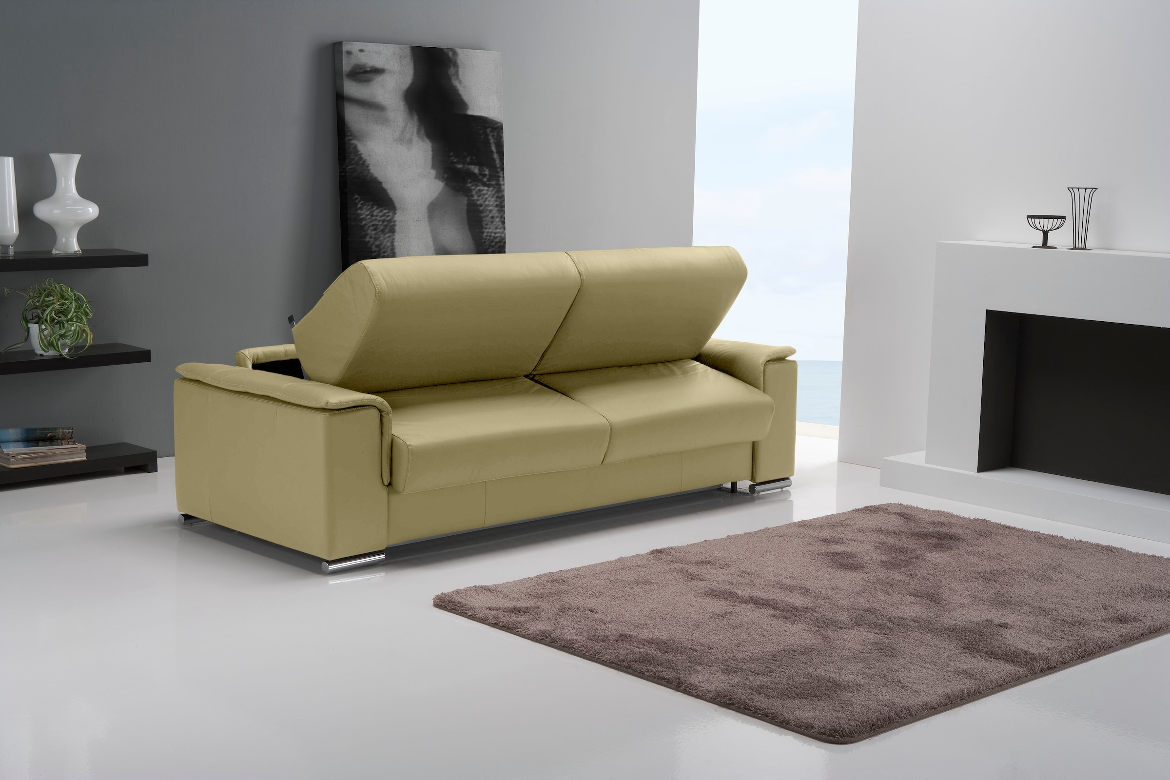 Egoitaliano Schlafsofa »Cecilia, modern und elegant mit erstklassigem Sitzkomfort«, inkl. Matratze und hochwertigem Metallbettrahmen, toller Schlafkomfort