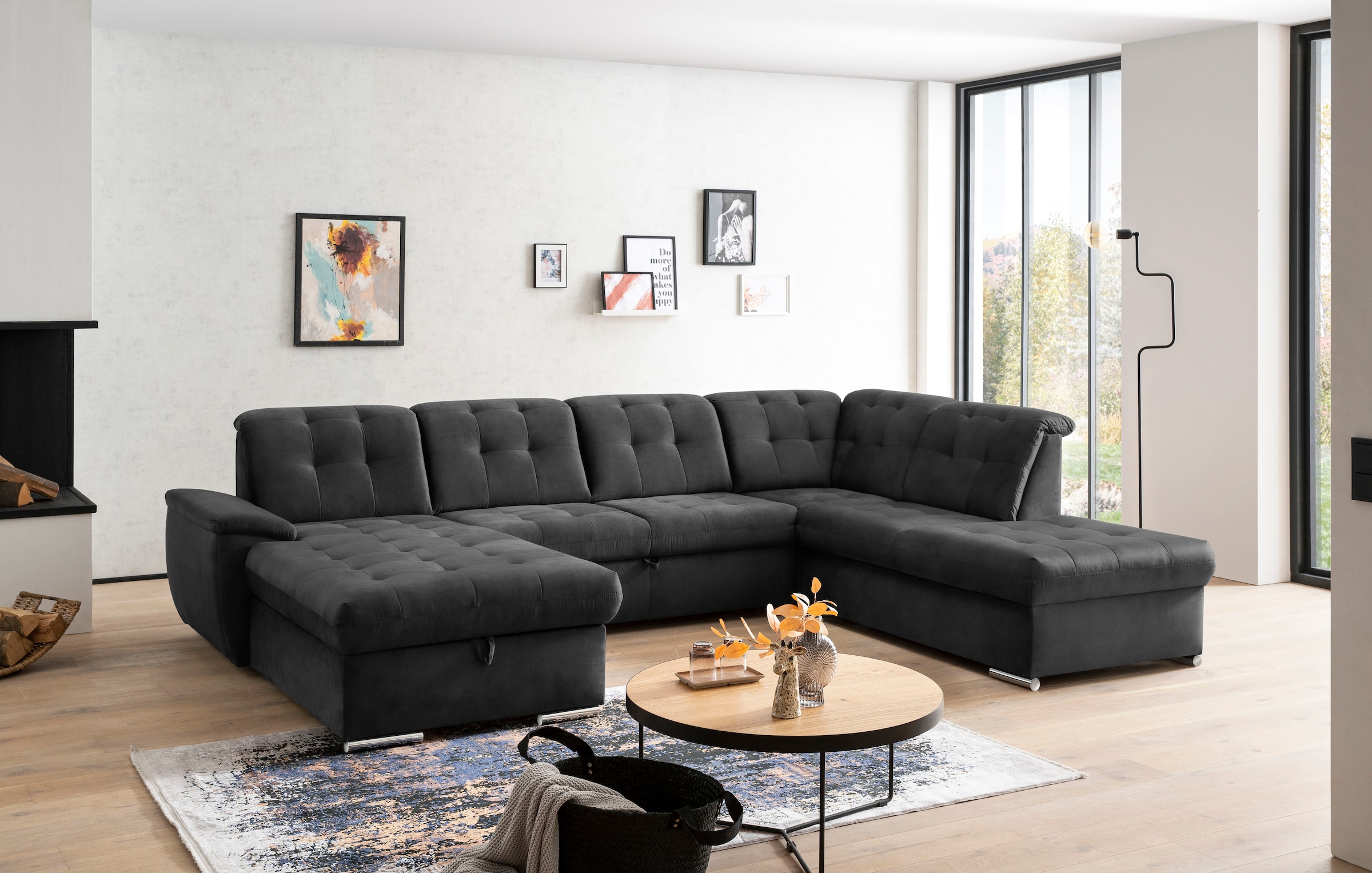 exxpo - sofa fashion Wohnlandschaft »Durango, aufwendige Sitz- und Rückenverarbeitung, bequem, U-Form«, inkl. Kopfteilverstellung, wahlweise mit Bettfunktion und Bettkasten