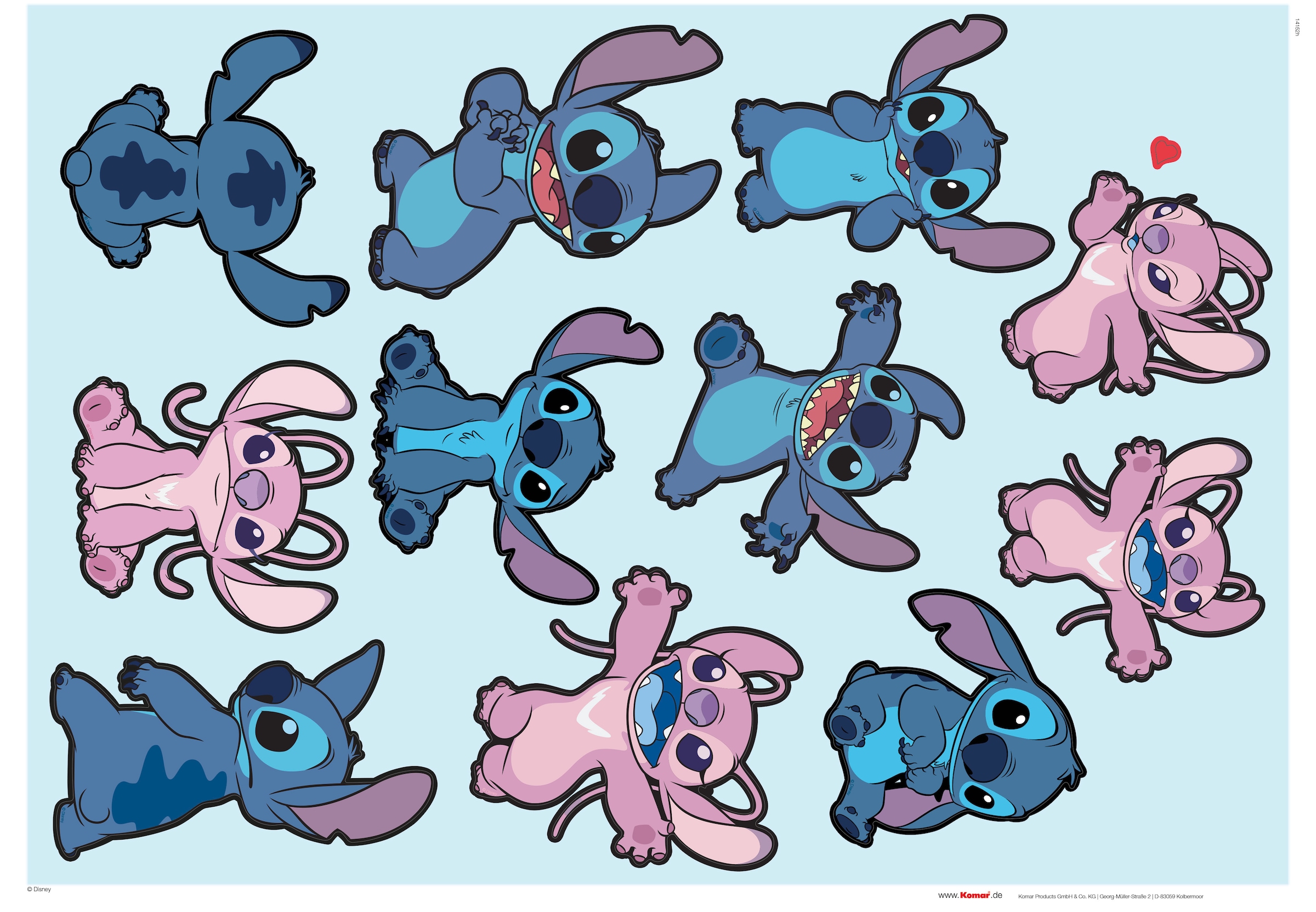 Komar Wandtattoo »Stitch and Angel Happy - Grösse 50 x 70 cm« selbstklebend, Wandsticker, Kinderzimmer