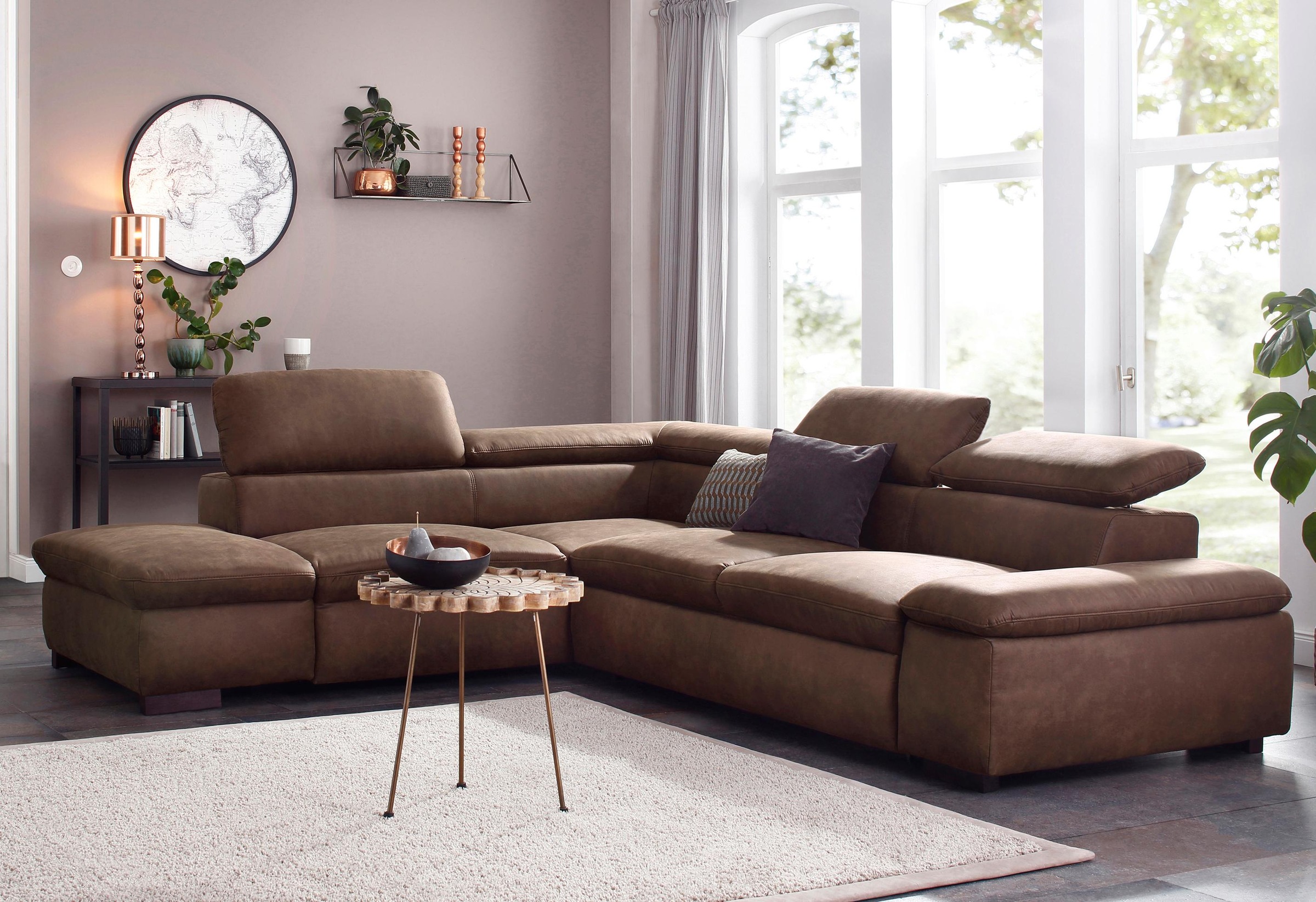 Home affaire Ecksofa »Alberto L-Form«, mit Kopfteilverstellung, wahlweise mit Bettfunktion
