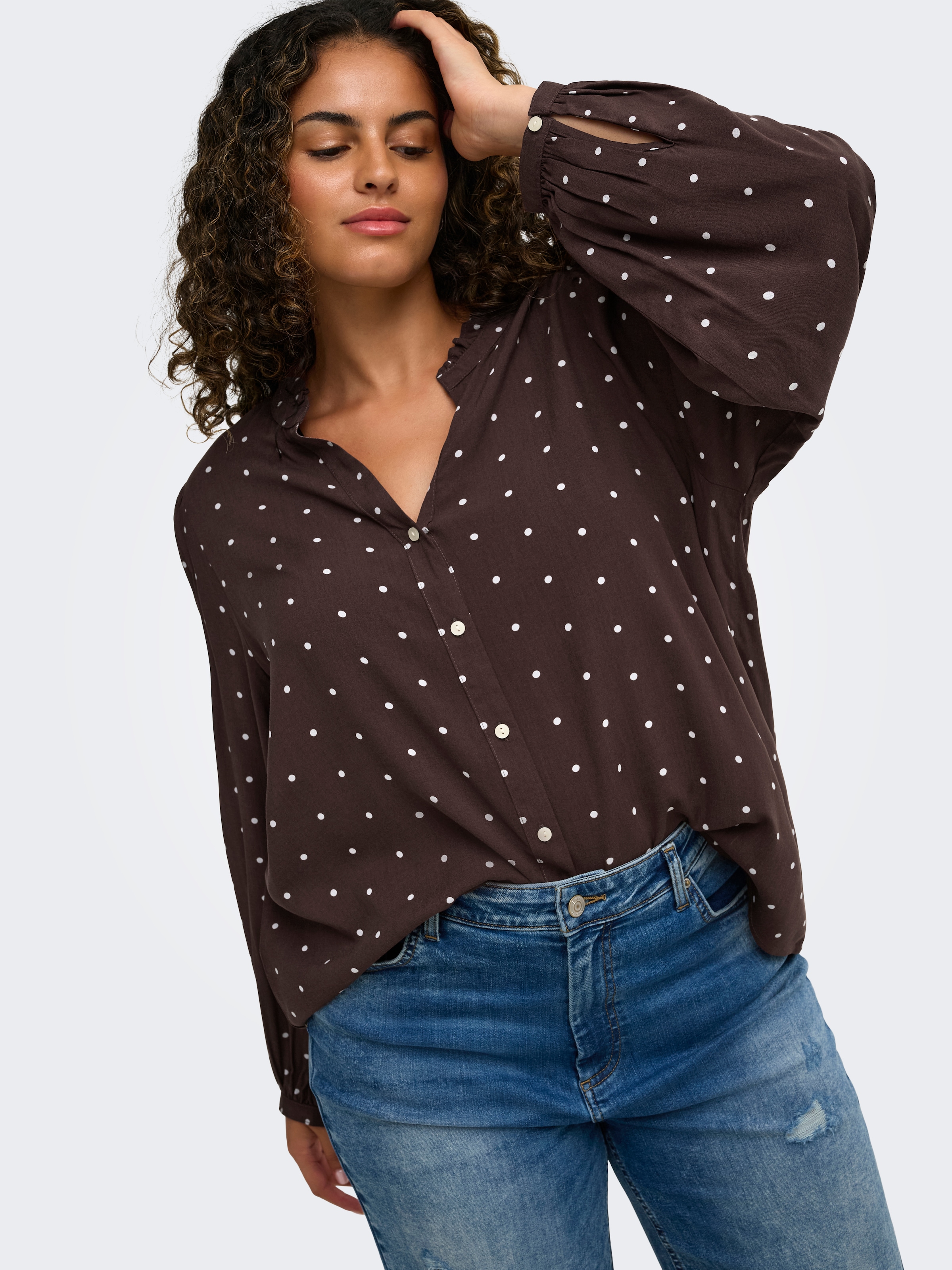Image of ONLY CARMAKOMA Druckbluse "CARRAYA L/S SHIRT WVN NOOS" Viskose, regular fit