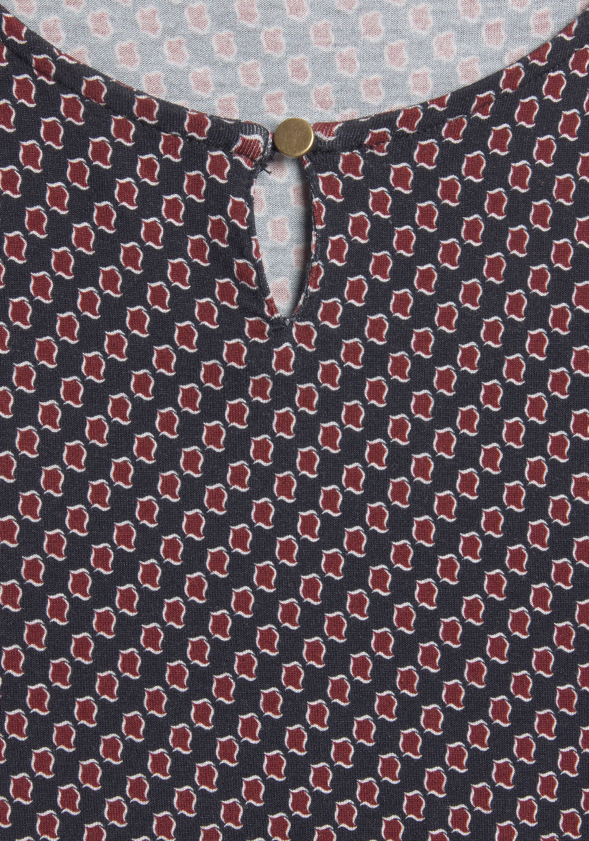 kaufen und versandkostenfrei 3/4-Arm-Shirt, ♕ Vivance mit Ausschnitt am kleiner Zierknopf Öffnung goldfarbenen