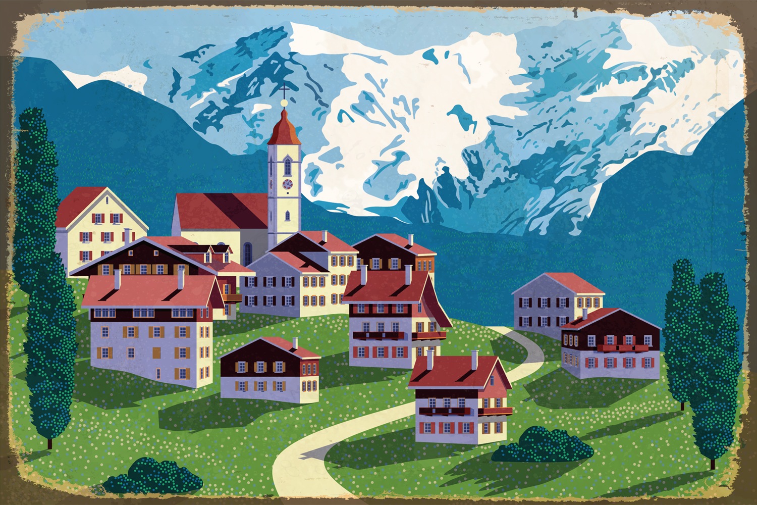 queence Metallbild »Heidi«, Schweiz-Berge & Alpenbilder, Stahlschild, Blechschild, Berge,...