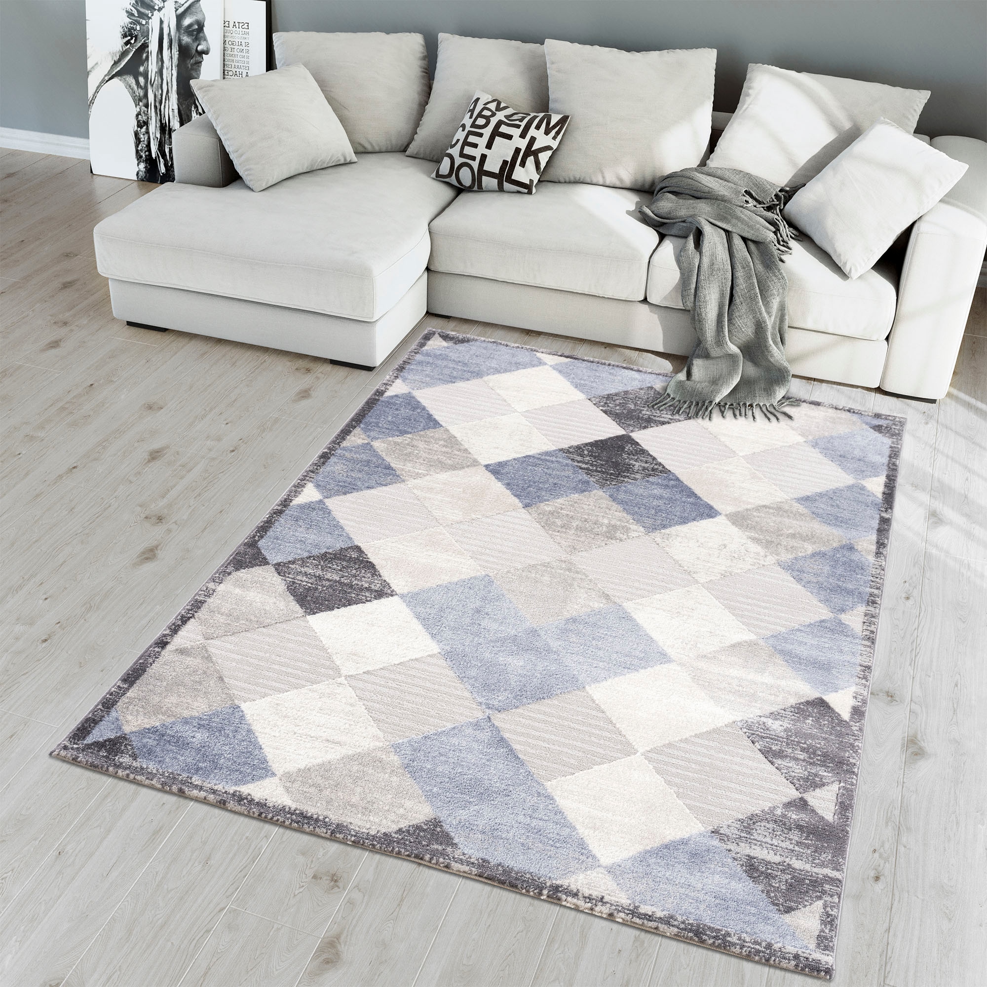 Sanat Teppich »Evra 7009« rechteckig 22 mm Höhe Wohnzimmer, Kurzflor, modern, Läufer