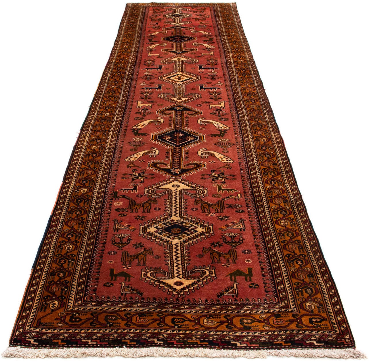 Image of morgenland Hochflor-Läufer »Shiraz Stark Gemustert Rosso chiaro 403 x 100 cm«, rechteckig, 1 mm Höhe, Unikat mit Zertifikat bei Ackermann Versand Schweiz