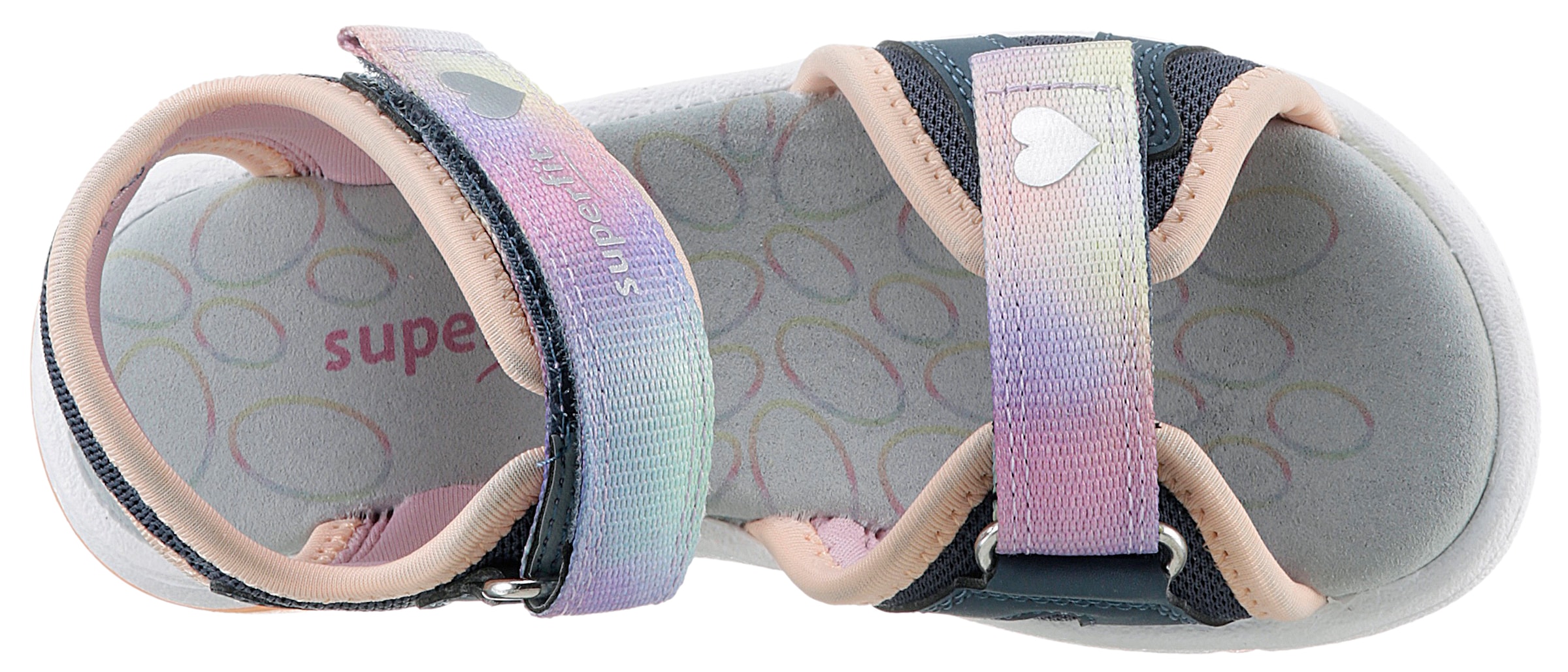 Superfit Sandale »PEBBLES WMS: mittel«, Sandalette mit süssem Glitzerverschluss, Grössenschablone zum Download