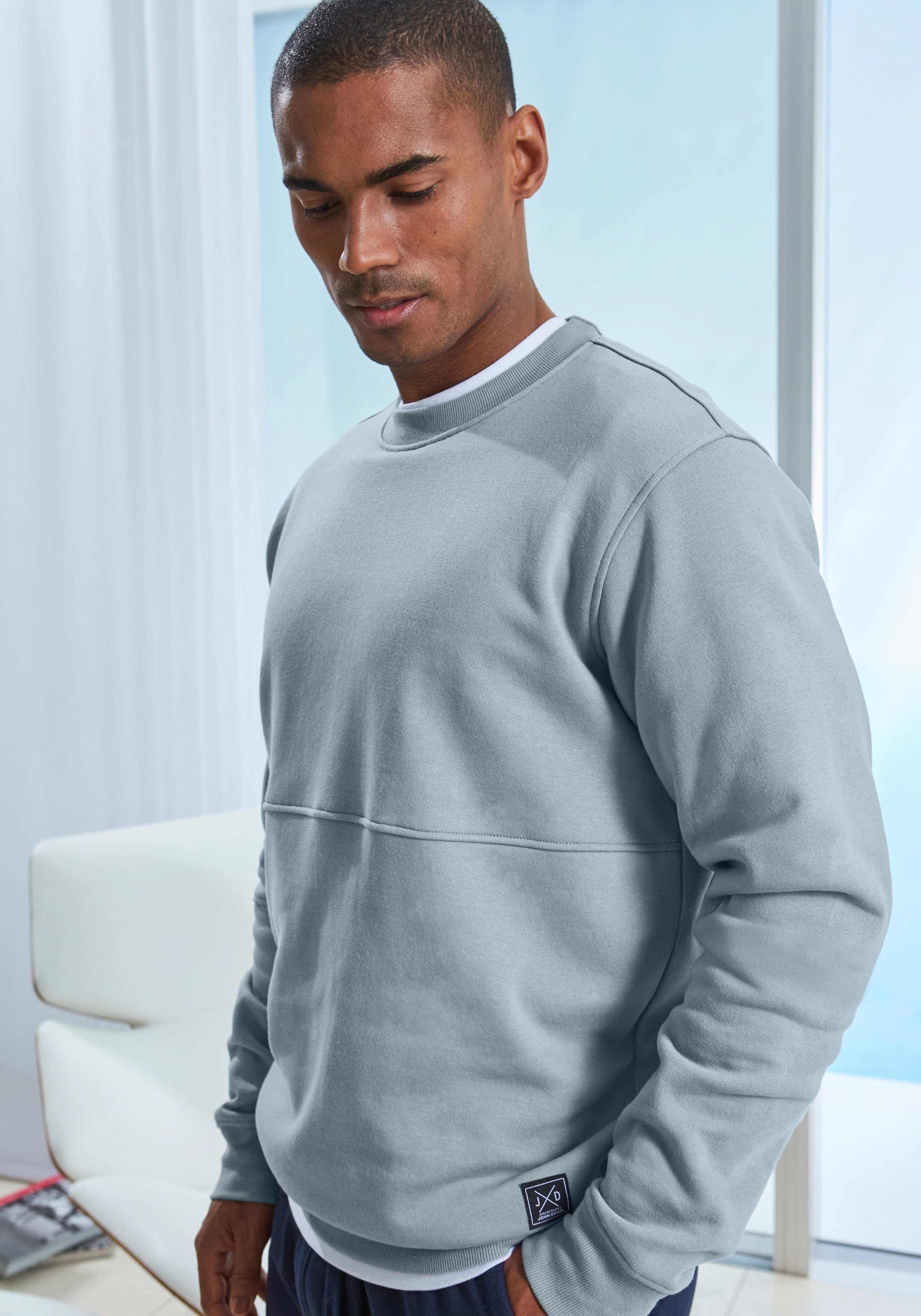 Image of John Devin Sweatshirt "- Pullover mit modischen Teilungsnähten", Langarm, Sweatshirt mit Rundhals, Baumwollmischung