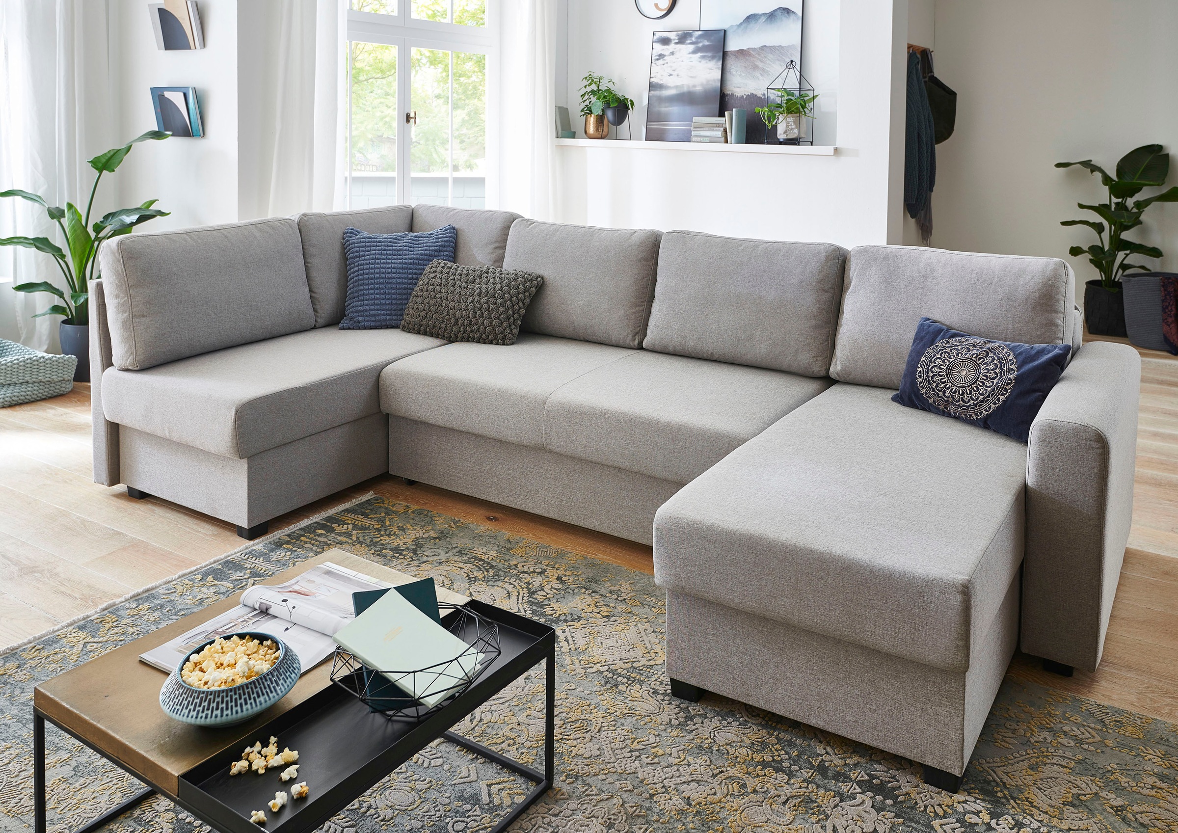 Image of ATLANTIC home collection Wohnlandschaft, mit Bettfunktion, Federkernpolsterung, Bettkasten, Ecke und Longchair beidseitig montierbar bei Ackermann Versand Schweiz