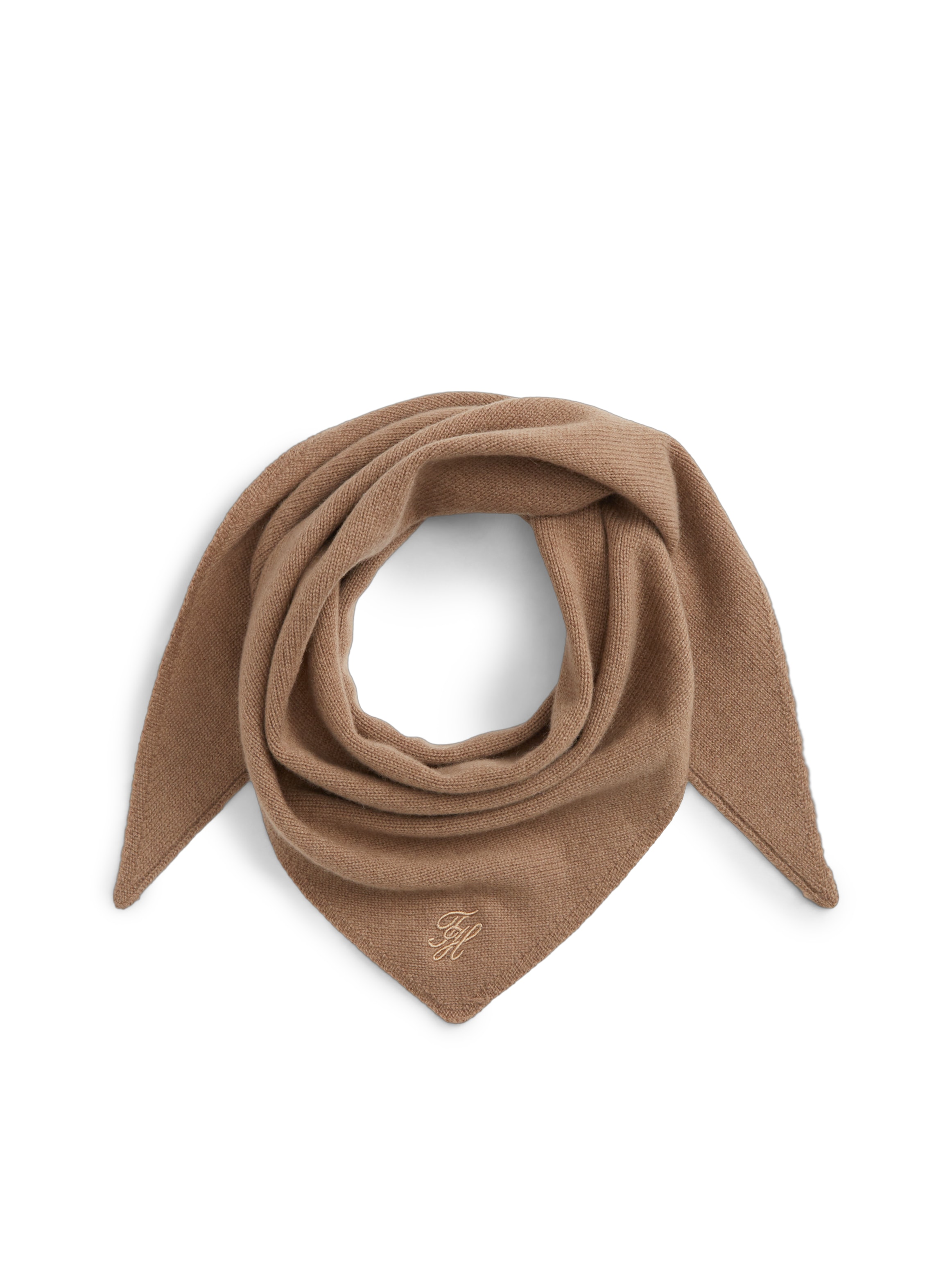 Tommy Hilfiger Écharpe en laine »TH SCRIPT TRIANGLE SCARF« triangulaire, avec proportion de cachemire, broderie logo