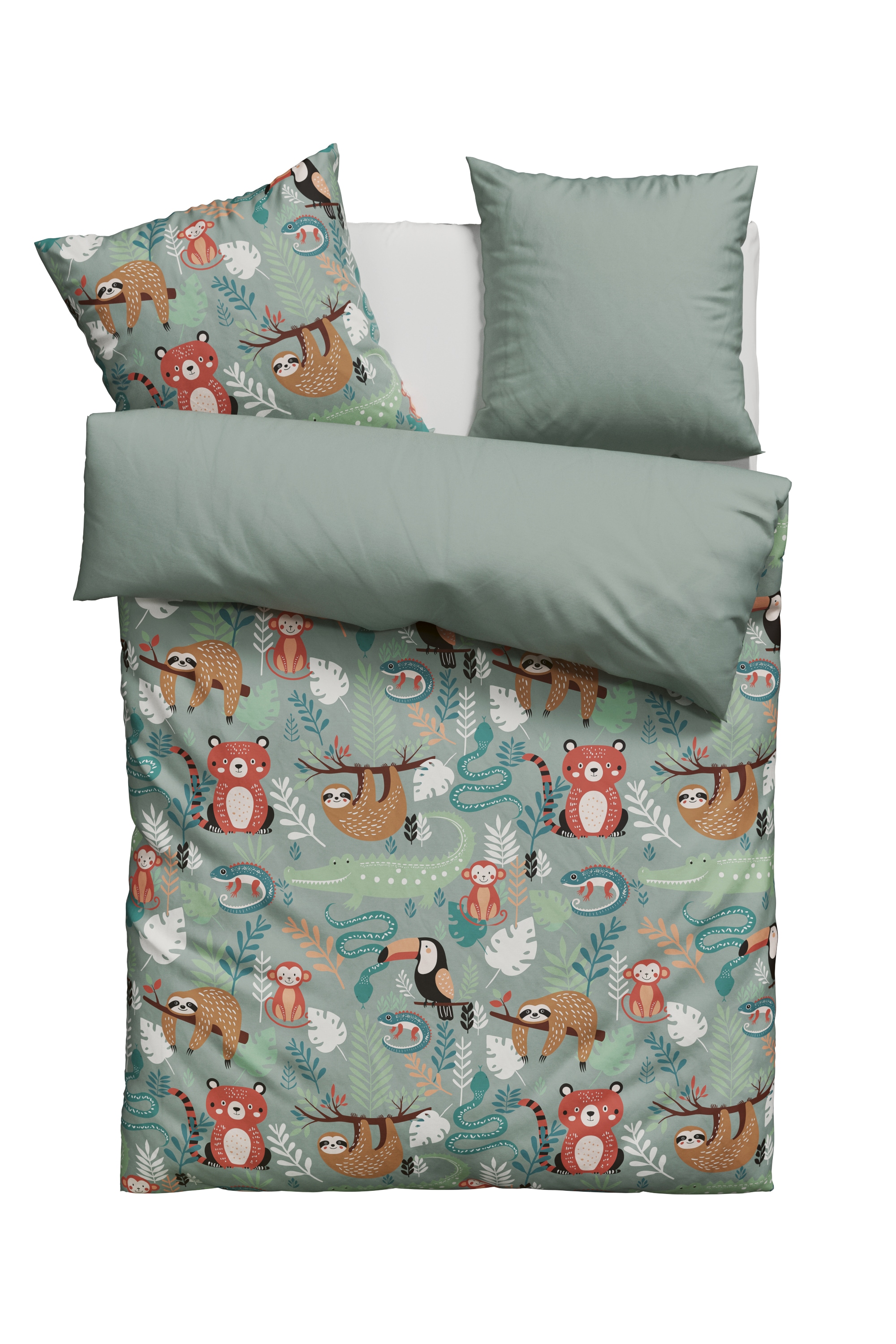 Lüttenhütt Kinderbettwäsche »CUDDLEE« 2 Stk. tlg. in vielen Designs: Dino,Einhorn,Weltraum,Baustelle,Herz,Trecker,Safari