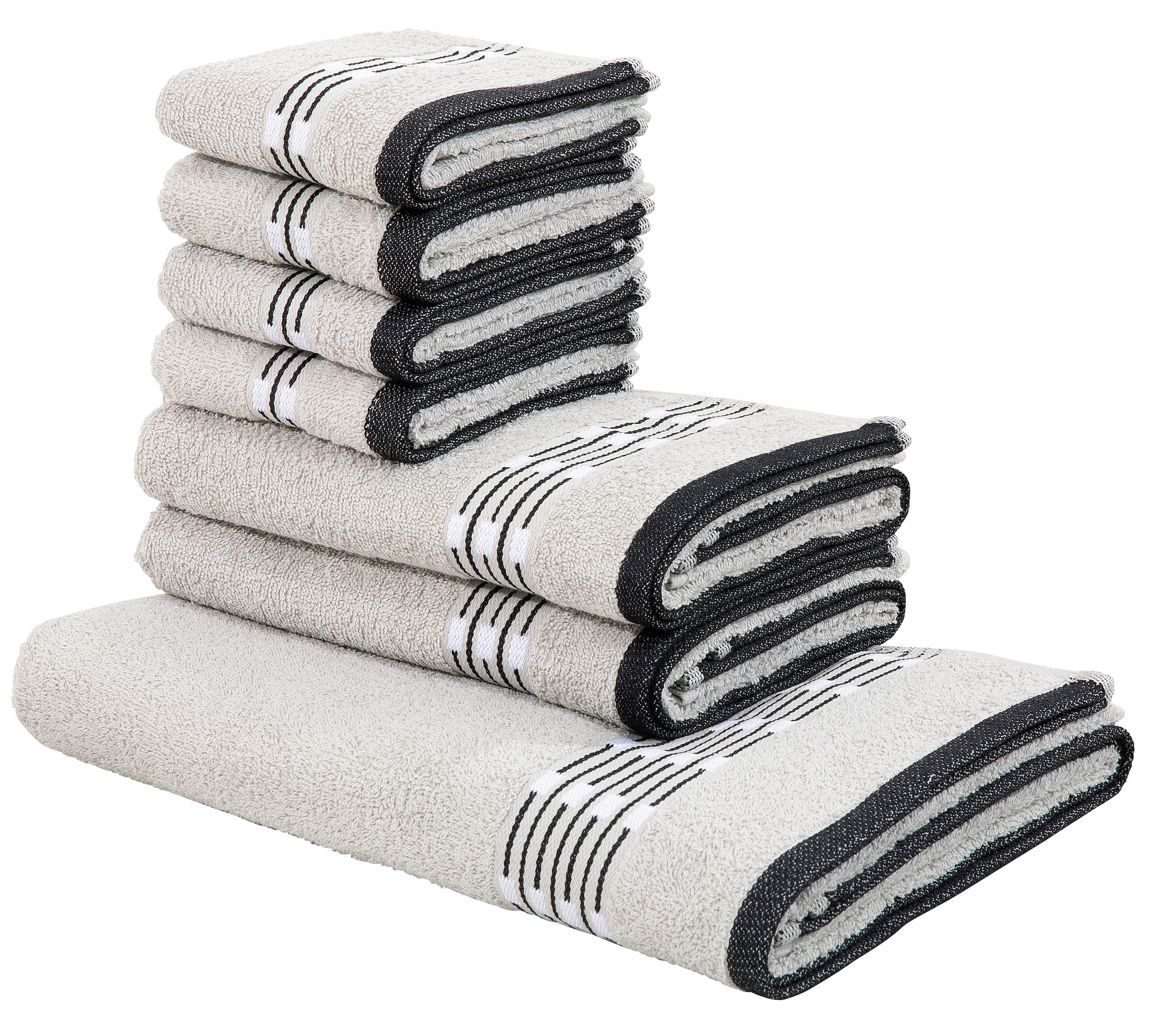 my home Handtuch Set »Jonnie«, 7 100% sur mit Handtuchset Baumwolle, aus Walkfrottee, gemusterter tlg., Set, Trouver Handtücher Bordüre